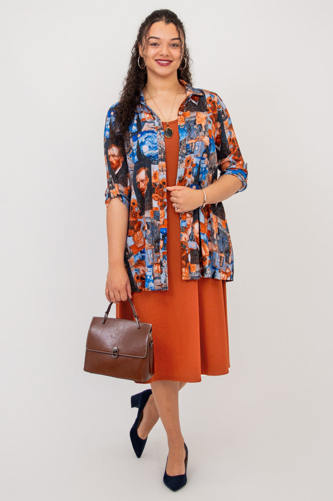 Becca Dress - Soft Bamboo Fabric in Elegant Copper Color - Perfect for Casual Outings, Summer Parties & Boho Style