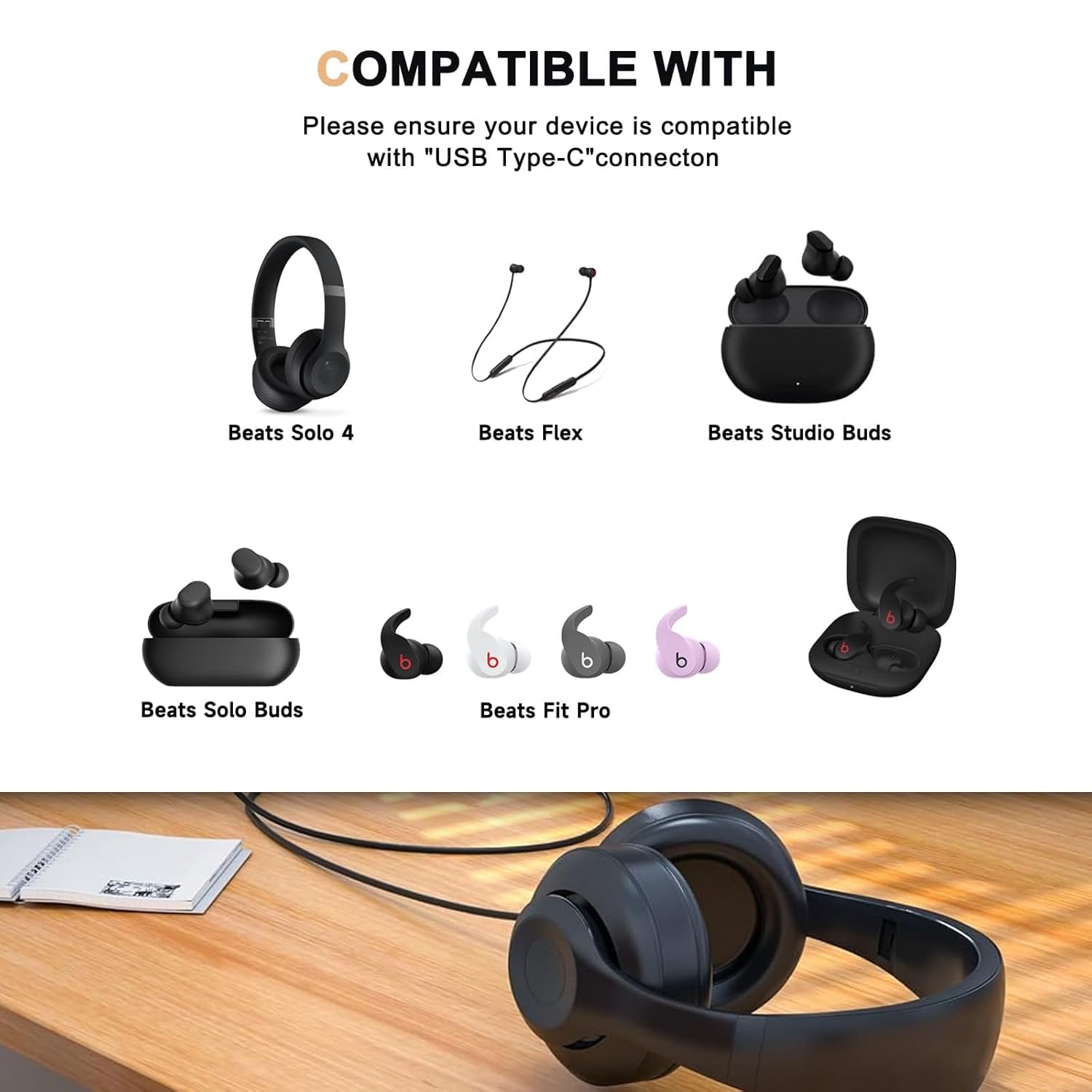 18W USB Type C Fast Charger for Beats Powerbeats Pro 2, Solo 4, Studio Buds Pro/Plus - Compatible with Beats Flex Pro, Studio Pro, Pill 2024 & Kim Kardashian Headphones - Includes Charging Cable - Perfect for Travel, Gym & Daily Use