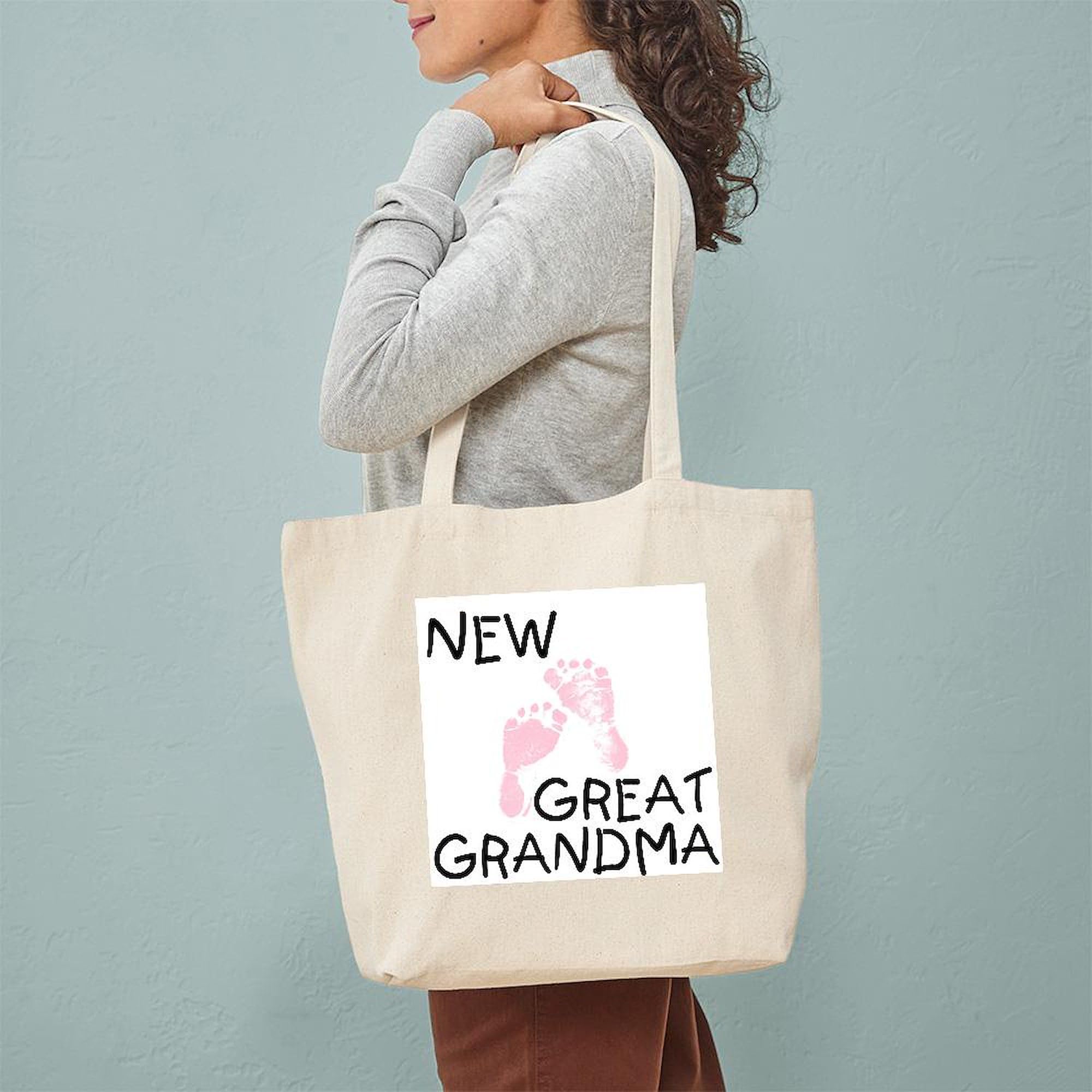 Natural Canvas Tote Bag - Reusable Shopping Bag for Great Grandma (Pink) | Eco-Friendly Grocery Bag, Gift for Grandmothers, Perfect for Shopping, Beach & Daily Use