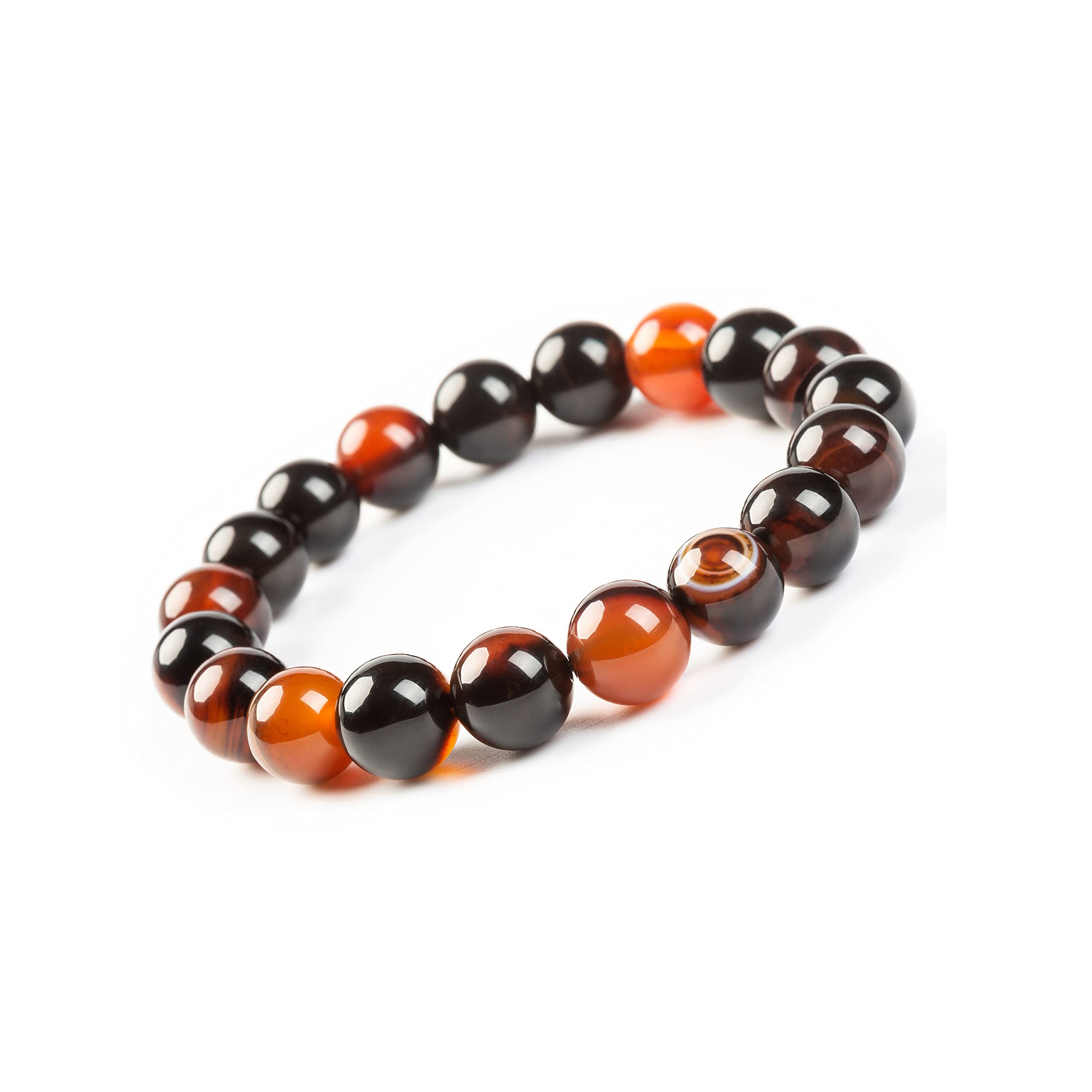 Natural Stretch Gemstone Crystal Bead Bracelet - Healing Tiger Eye Stone Beaded Bracelet for Women & Men | Unisex Spiritual Jewelry Gift for Meditation, Yoga & Positive Energy