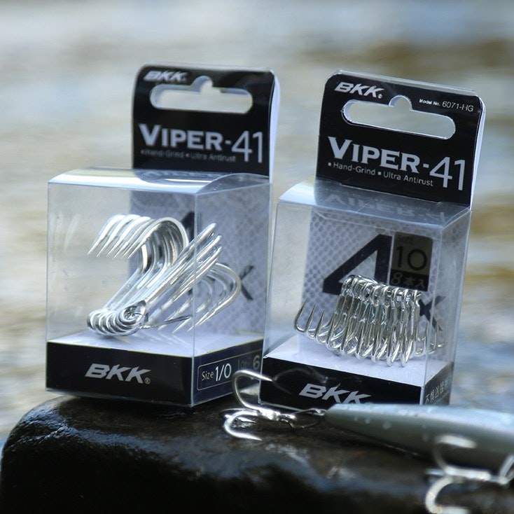 BKK Viper 41 Treble Fishing Hooks - High Carbon Steel Sharp Hooks for Bass, Trout, and Saltwater Fishing - Perfect for Freshwater and Saltwater Angling
