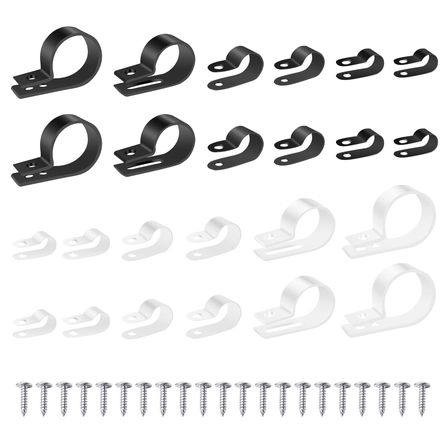 268-Piece Nylon R-Type Cable Clamp Kit - 6 Sizes (1/4