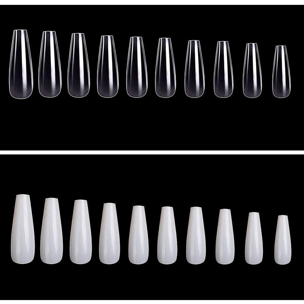 Gothic Coffin Long Acrylic Nail Tips - Halloween Vampire Witch Fake Nails for Women - Perfect for Cosplay, Costume Parties & Dark Aesthetic Nails