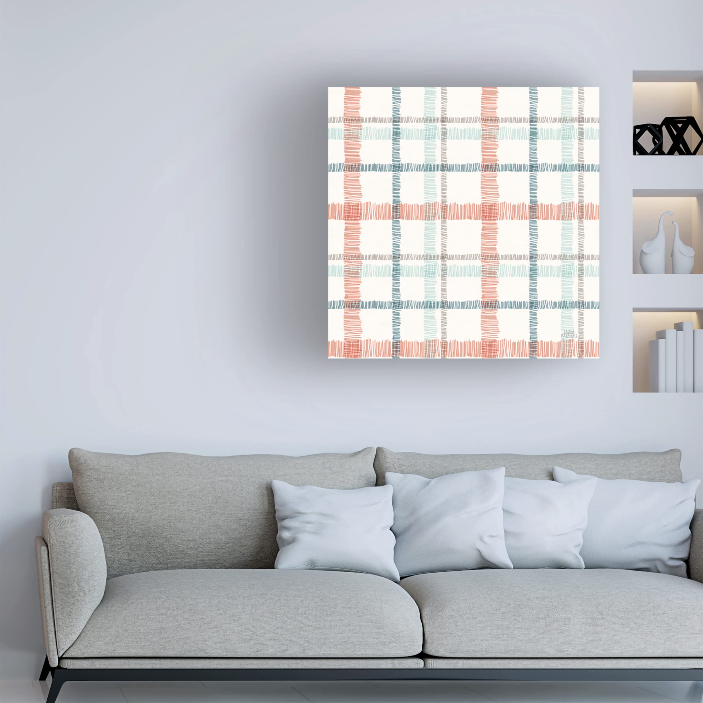 Laura Marshall 'Seaside Village Pattern VA' Canvas Wall Art Print - Coastal Home Decor for Living Room, Bedroom & Office