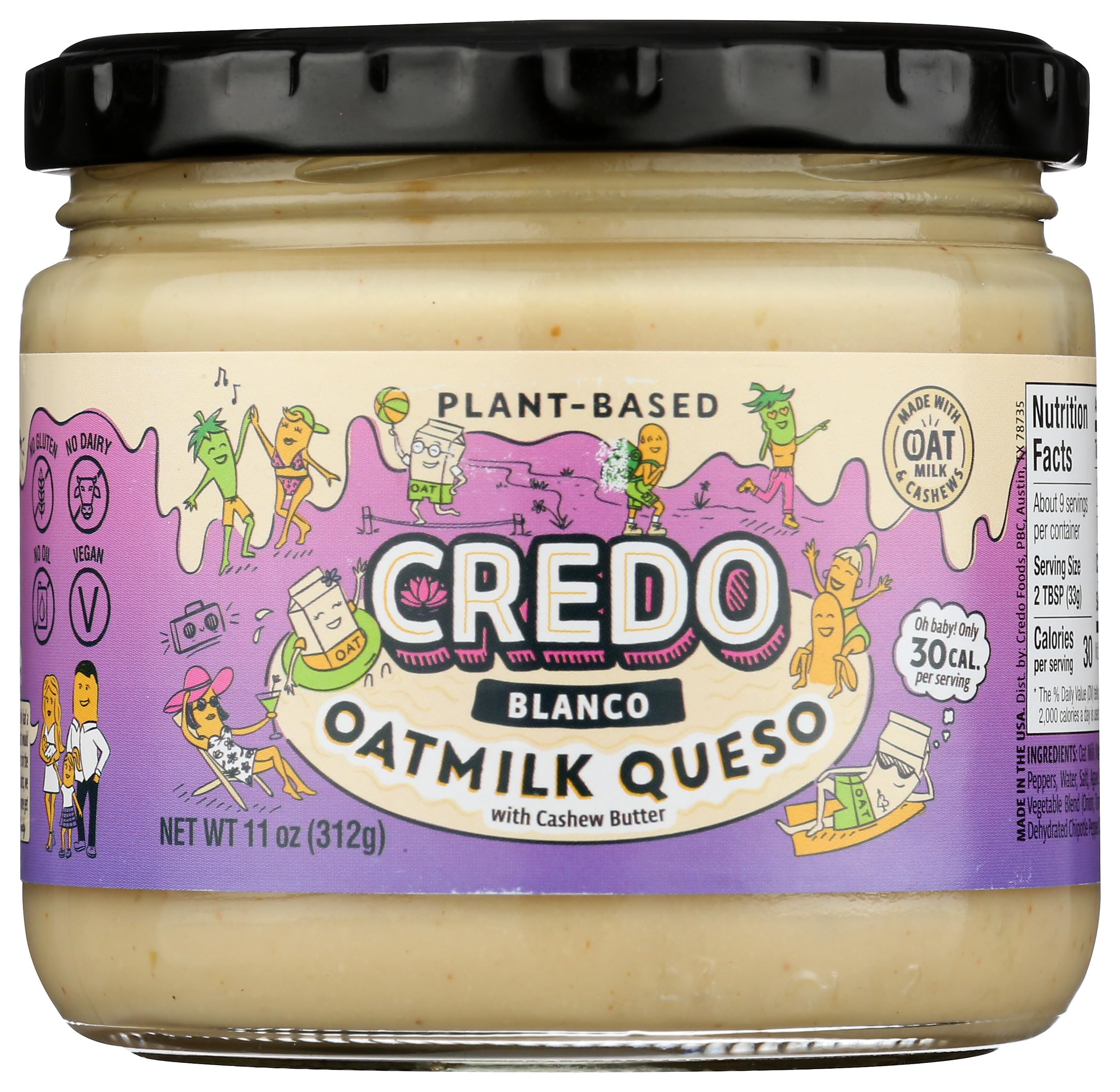 CREDO FOODS Oatmilk Queso Blanco - Dairy-Free Vegan Cheese Alternative, 11 oz - Perfect for Nachos, Tacos & Plant-Based Mexican Dishes