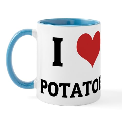 White/Blue Inside - I Love Potatoes Mug