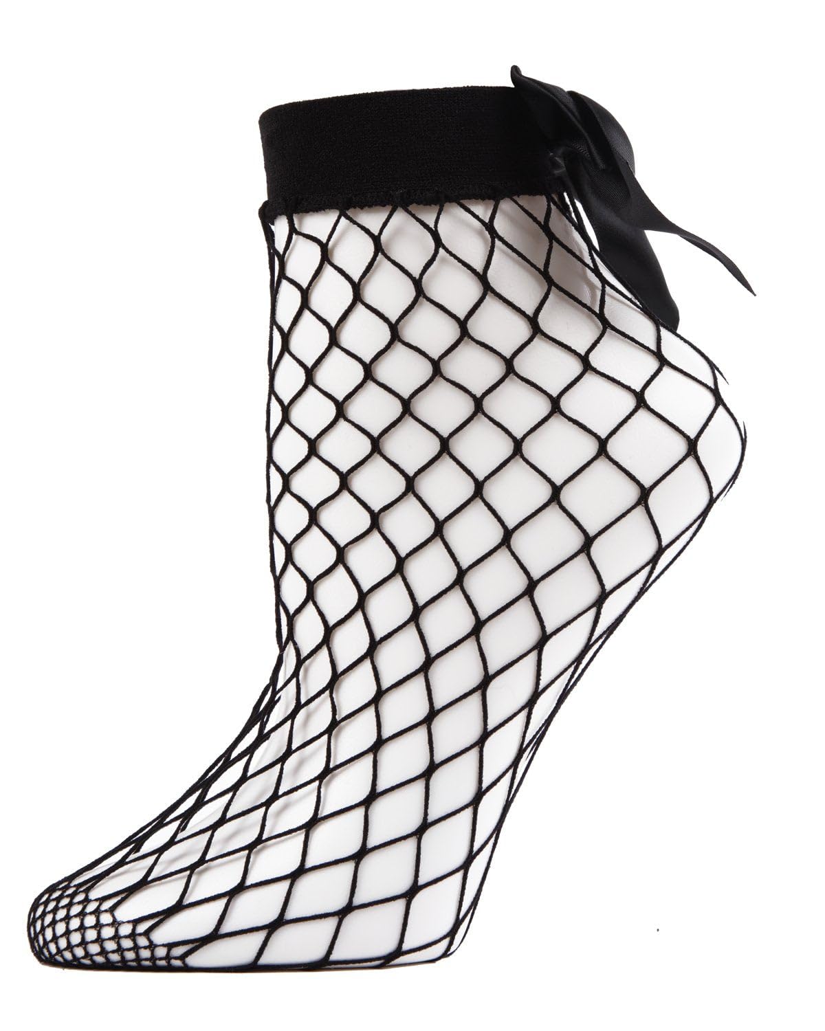 MeMoi Women's Bow Maxi Fishnet Anklet Socks - Stylish Lace Stockings for Casual Wear, Date Night & Fashion Outfits
