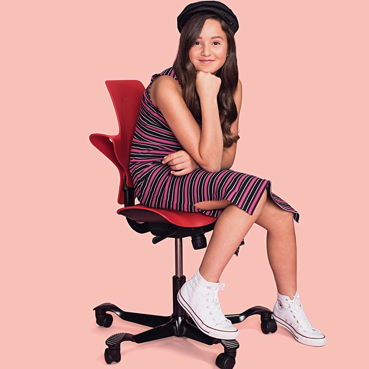 HÅG Capisco Puls 8020 Ergonomic Office Chair - Pink, White & Chestnut Colors for Home & Workspace Comfort