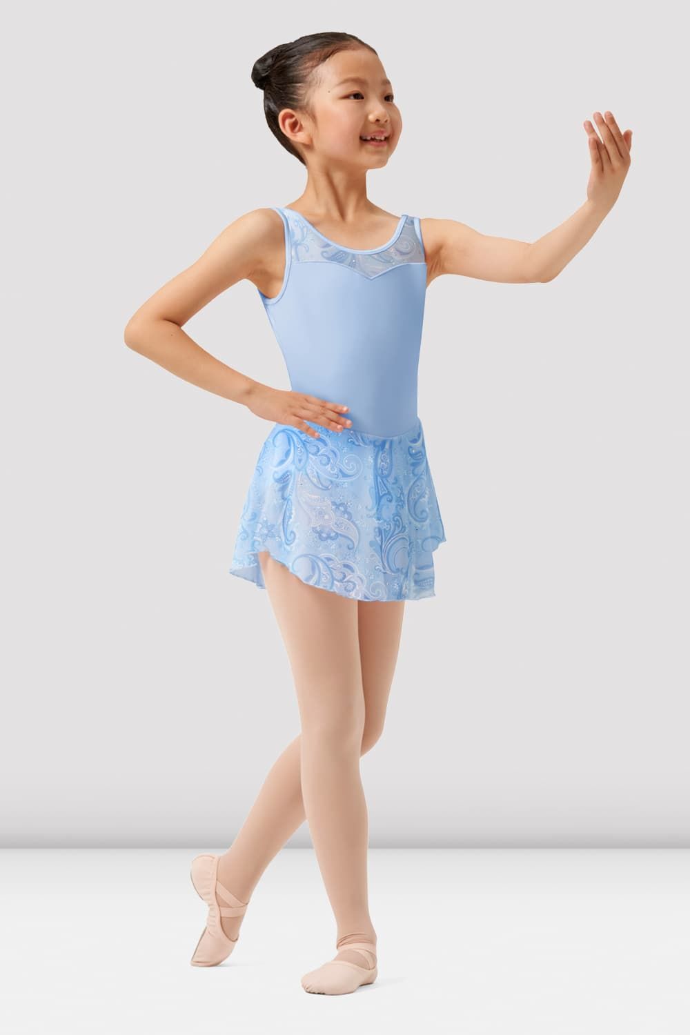 Girls Mirella Paisley Print Scoop Neck Skirted Leotard - Ballet Dancewear for Toddlers & Kids, Perfect for Dance Class, Recitals & Performance Costumes