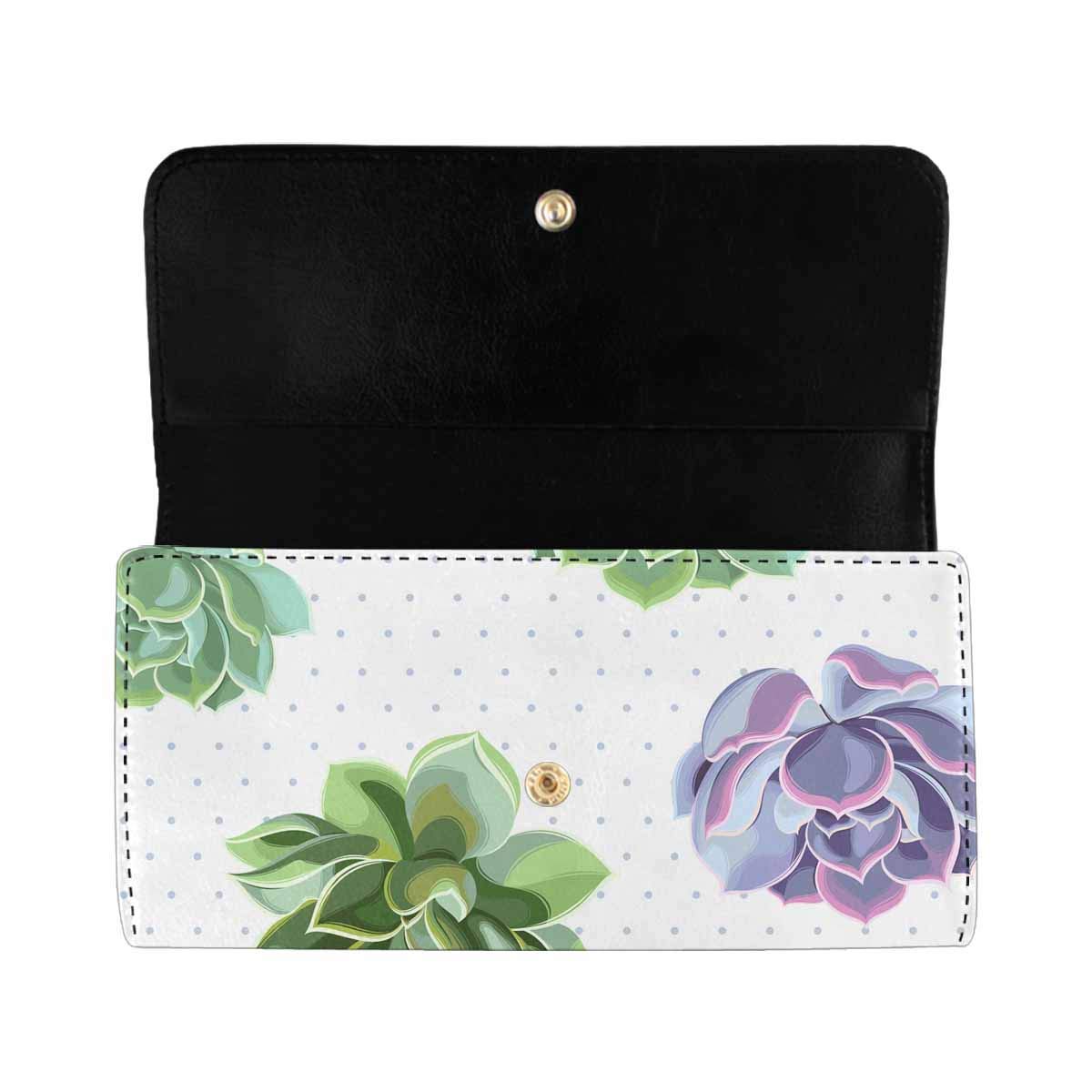 Colorful Succulents Women's Trifold Clutch Wallet for Daily Use & Travel