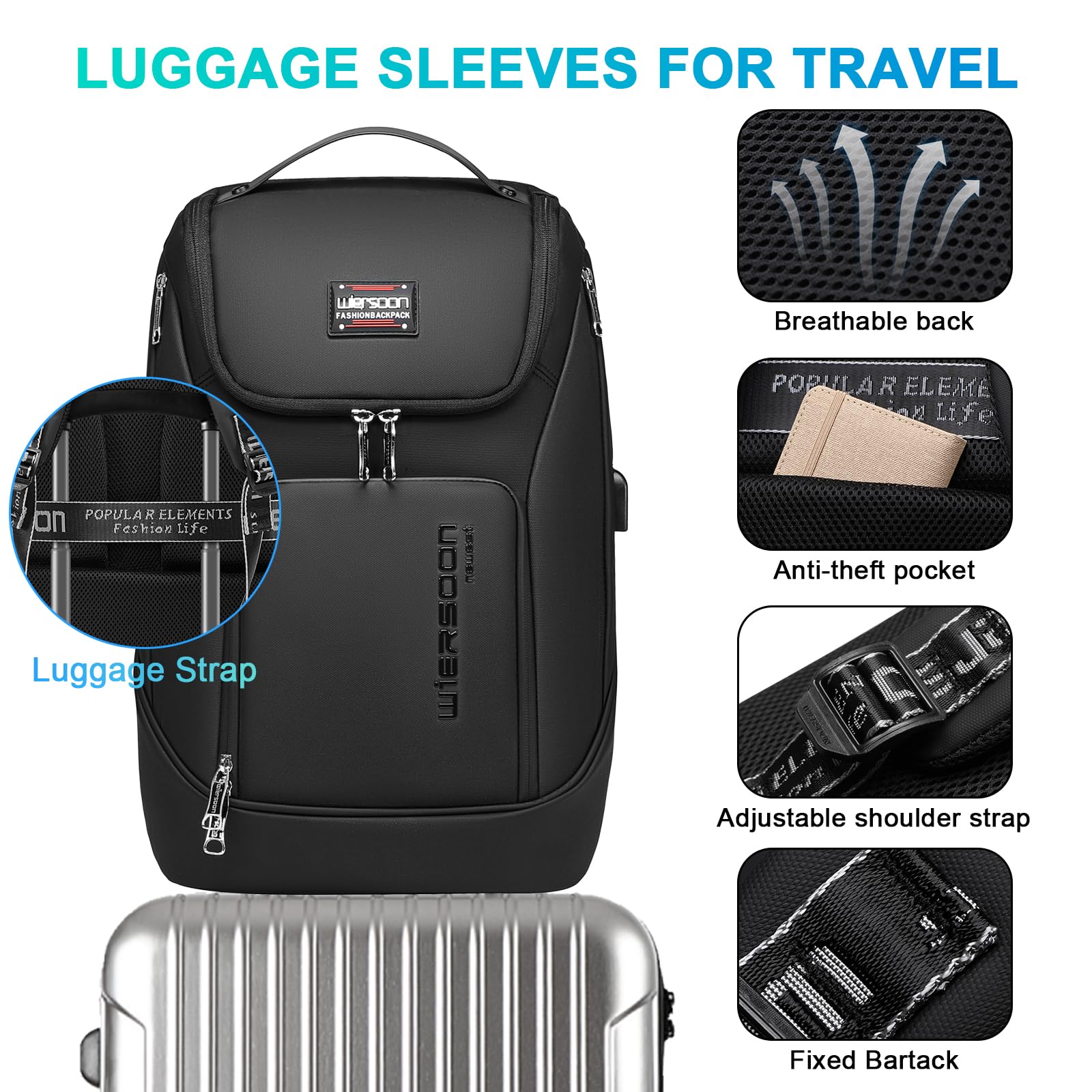 Men's Tech Backpack - Waterproof 17.3 Inch Laptop Backpack with USB Charging Port, Travel & Business Smart Backpack for Men & Women - Perfect for Office Commute, College, Air Travel & Daily Use