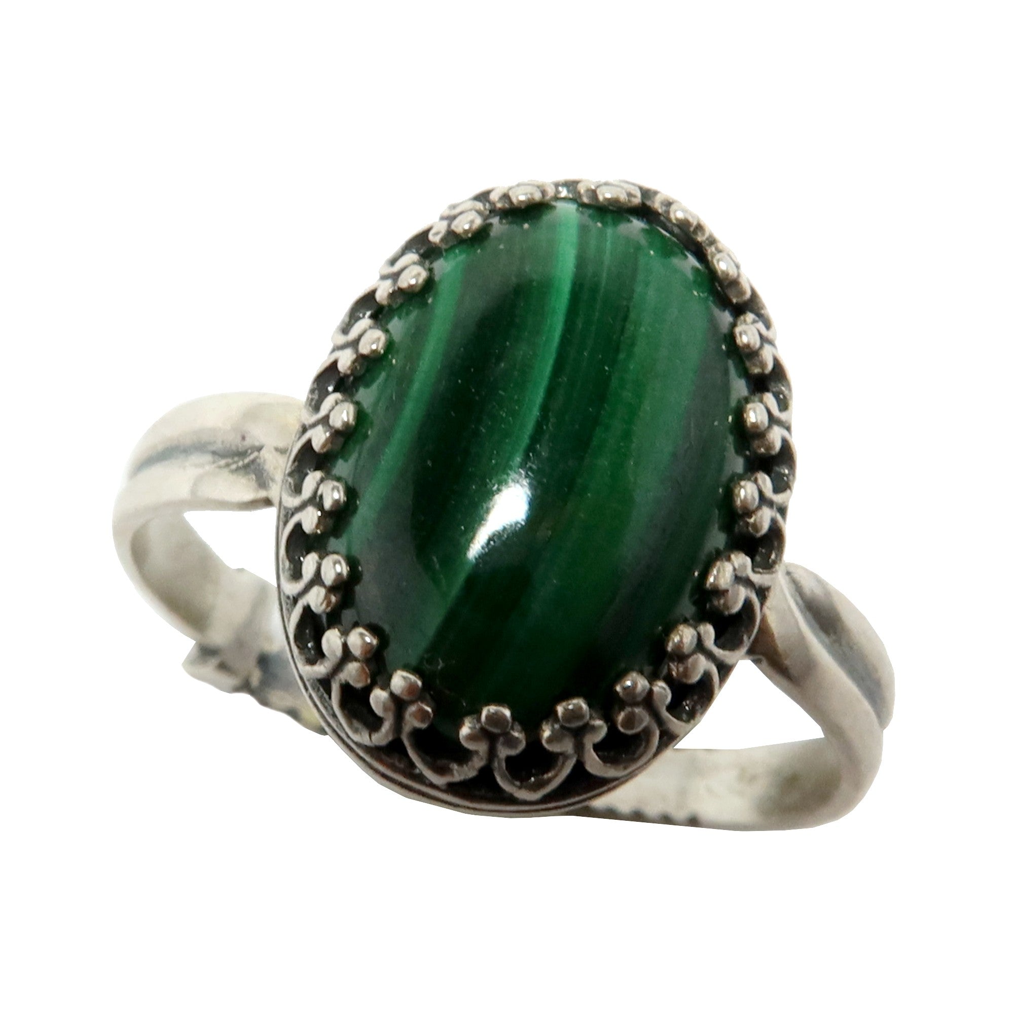 Malachite Ring for Women - Adjustable Sterling Silver Green Stone Jewelry - Perfect for Gifts, Boho Fashion & Everyday Wear