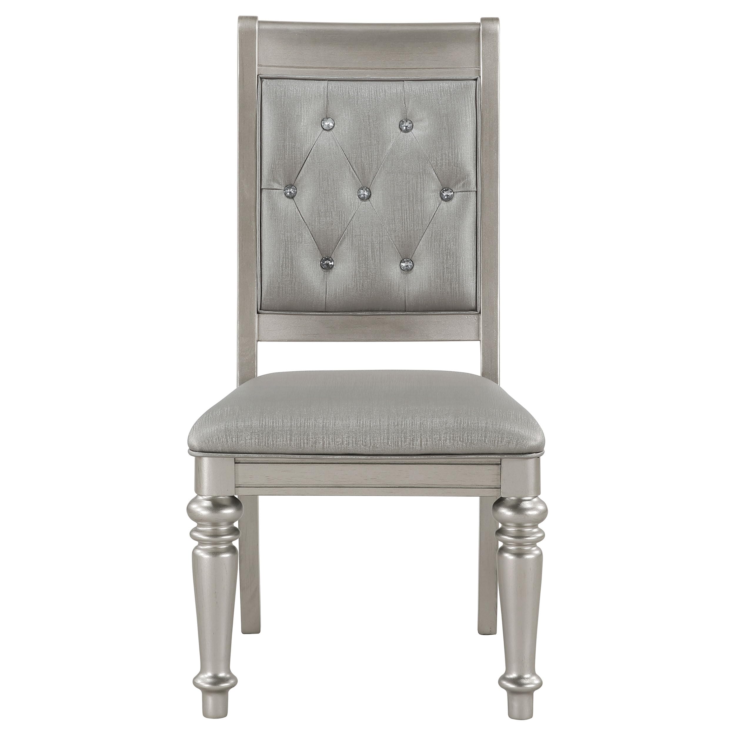 Danette Upholstered Side Chairs with Tufted Back - Set of 2 Metallic Platinum Dining Chairs by Coaster Furniture | Perfect for Dining Room, Kitchen, or Home Office