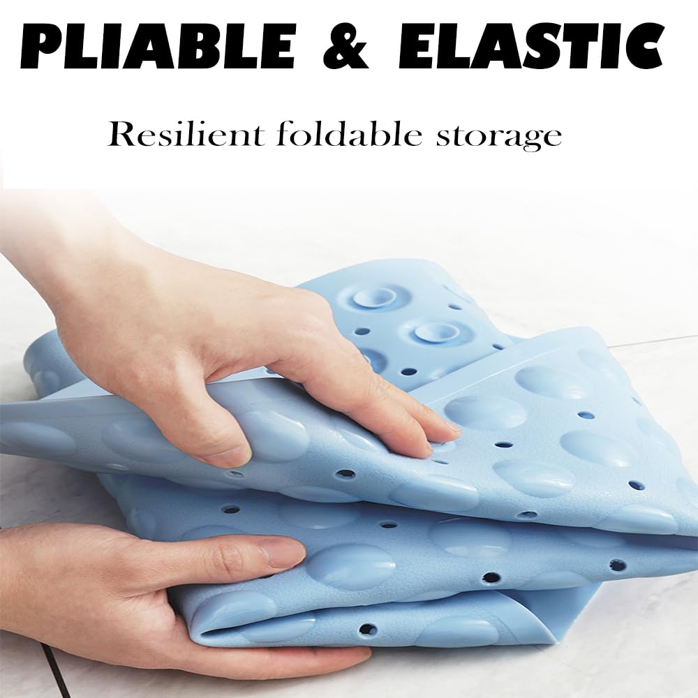 Non-Slip Corner Shower Mat 25.5 x 25.5 Inches - Quick Dry Bath Mat with Suction Cups & Drain Holes, Machine Washable Shower Stall Mats for Bathroom Safety - Perfect for Wet Floors, Elderly Safety & Spa-Like Bathroom Experience (White)