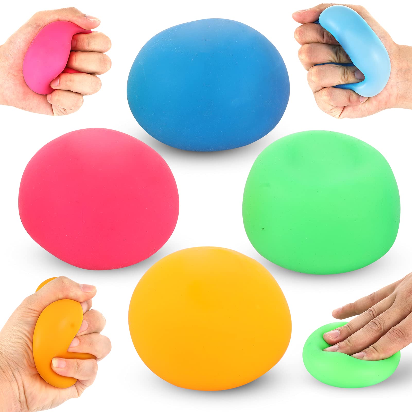 4 Pack Stress Relief Balls for Kids & Adults - Slow Rising Squeeze Toys for Anxiety Relief, Sensory Fidget Toys to Improve Focus & Mood - Hand Therapy Squishy Balls for Office, School & Home Use