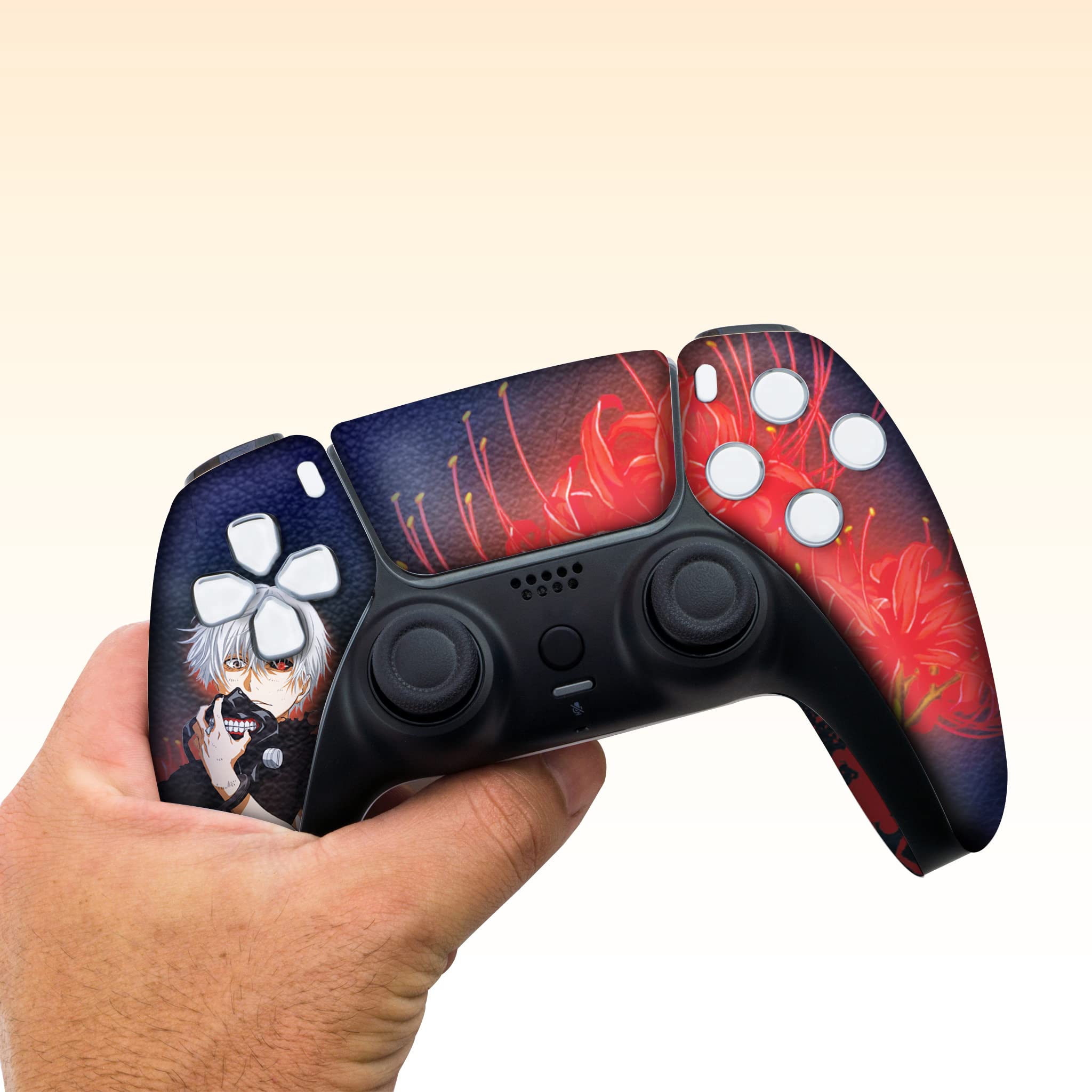 Tokyo Ghoul Custom Wireless PS5 Controller - Compatible with Playstation 5 Console | Premium Hydro-Dip Printed Gamepad (Not Just a Skin) | Officially Licensed & Made in USA | Perfect for Anime Fans & Hardcore Gamers