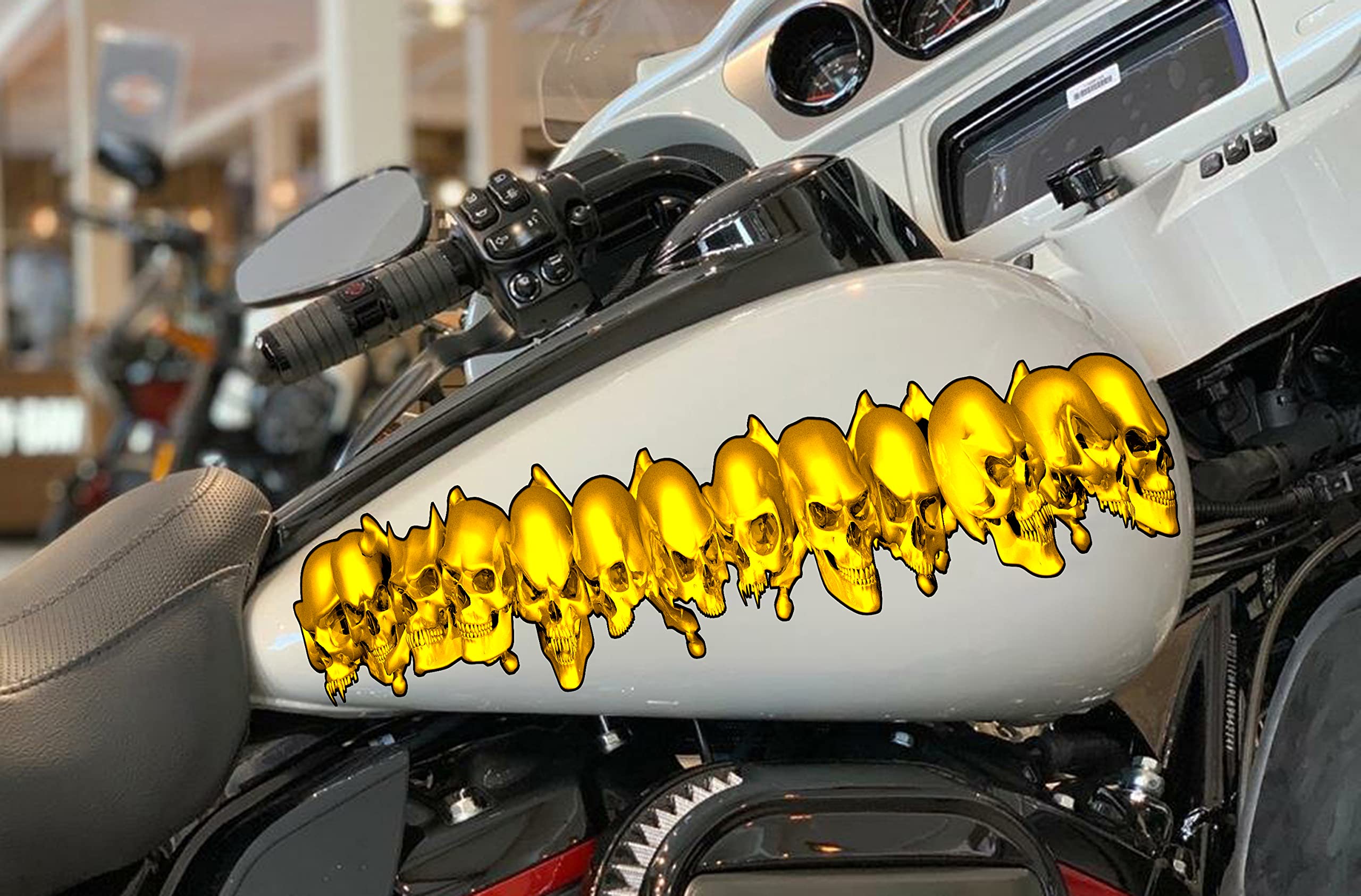 Tribal Skulls Flame Bike Stickers - Dirt Bike Wrap & Motorcycle Decals - 3D Skull Racing Stickers for Bikes & Vehicles (10x30) - Perfect for Customizing Motorcycles, ATVs, and Car Windows