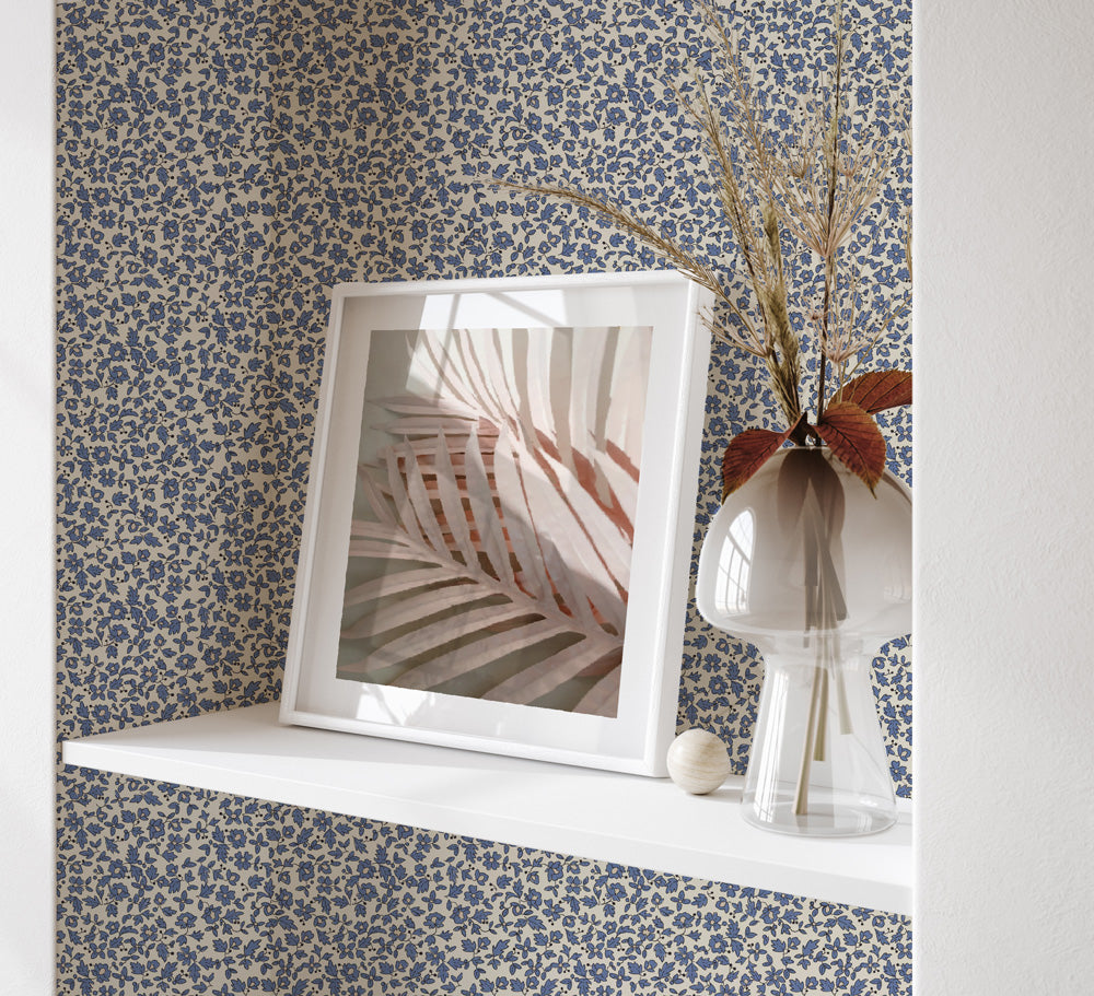 Ditsy Daisy Wallpaper Sample - Peel and Stick Removable Wallpaper for Bedroom, Nursery, or Home Decor