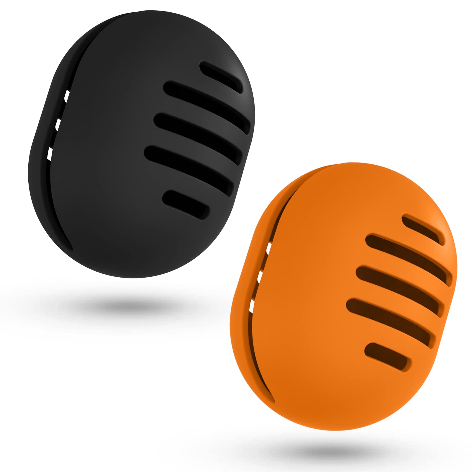 2PCS Double-Sided Breathable Silicone Makeup Sponge Holder - Travel-Friendly Beauty Blender Case for All Sponges | Shatterproof & Sanitary Reusable Design (Black+Orange) | Perfect for Travel, Gym & Daily Makeup Organization
