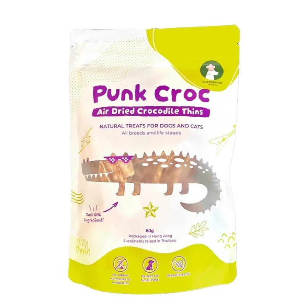 Premium Punk Croc Air-Dried Crocodile Dog & Cat Treats - All-Natural Protein Snacks for Training, Chewing & Dental Health - Perfect for Puppies, Adult & Senior Pets