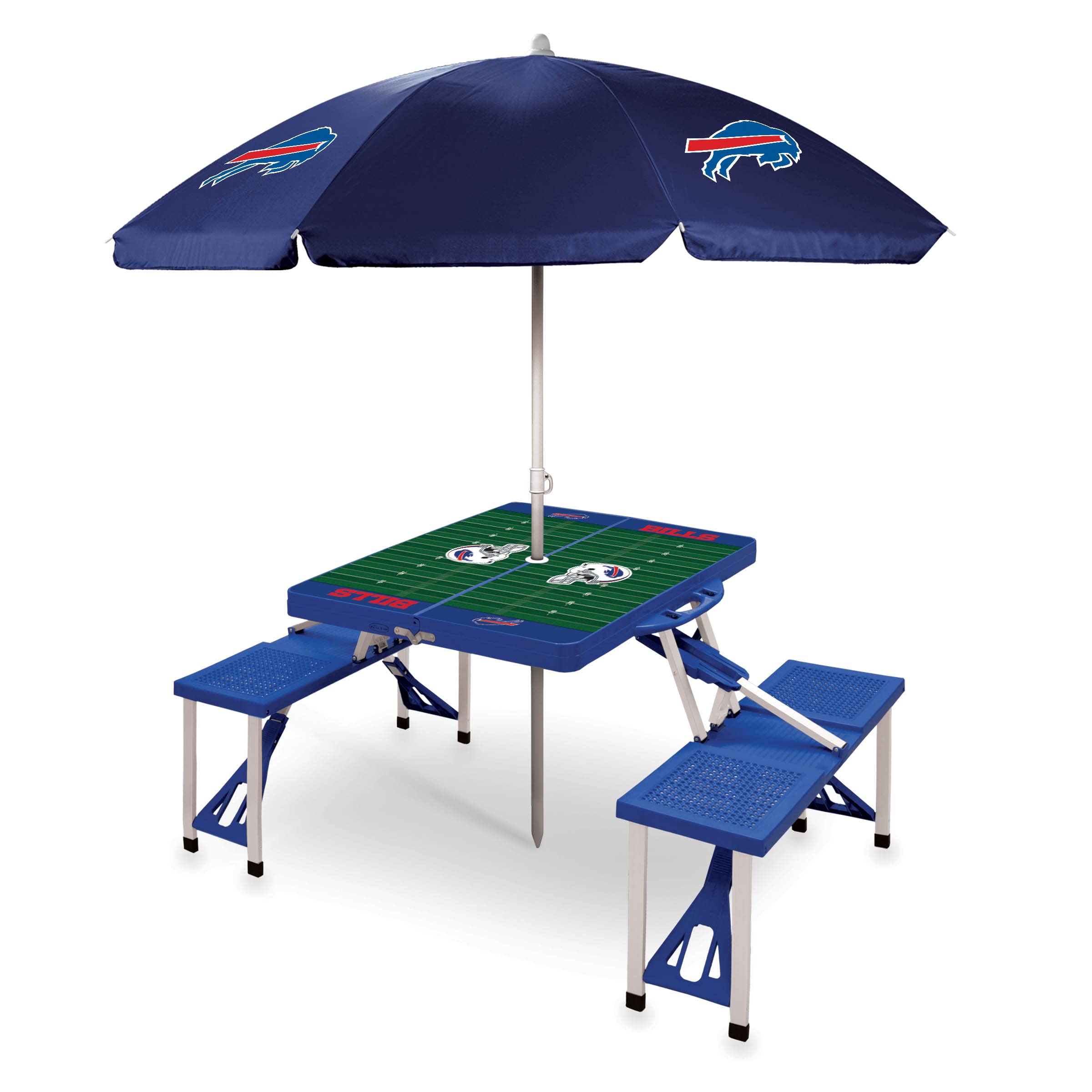 PICNIC TIME NFL Portable Folding Picnic Table with Seats and Umbrella - Perfect for Tailgating, Beach Outings, and Outdoor Gatherings