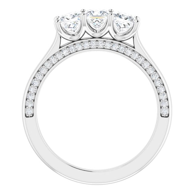 1.17 ct Princess & Round Cut Diamond Wedding Band - 3 Stone Anniversary Ring for Women - Elegant Bridal Jewelry for Engagement, Proposal & Special Occasions