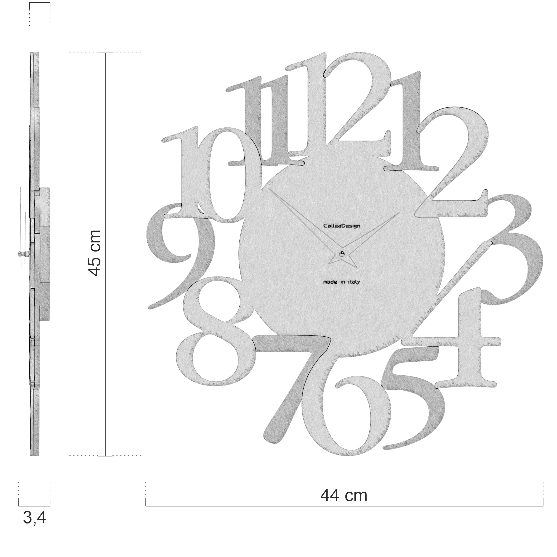 CalleaDesign 17.7 Inch Modern Wall Clock - Russell Black Large Silent Non-Ticking Decorative Clock for Living Room, Bedroom, Office & Home Decor