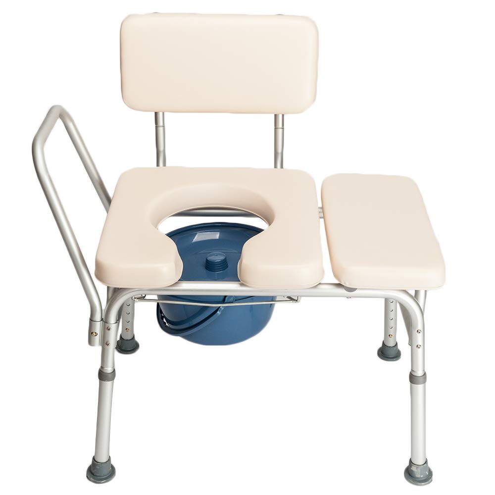 Adjustable Medical Commode Toilet Chair with Shower Seat - Height Adjustable Bathroom Transfer Bench for Elderly, Disabled & Pregnant Women - Ideal for Home Care, Post-Surgery Recovery & Mobility Assistance