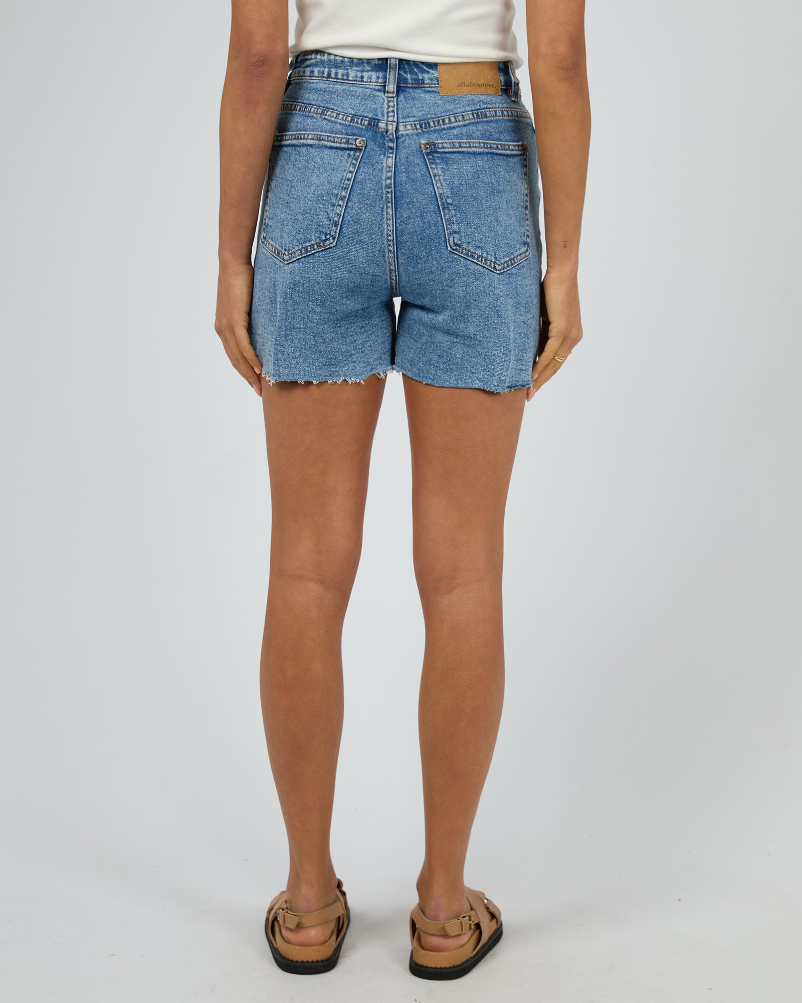 All About Eve Women's Light Blue Bobby Cut Off Denim Shorts - Perfect for Summer Outfits & Casual Wear