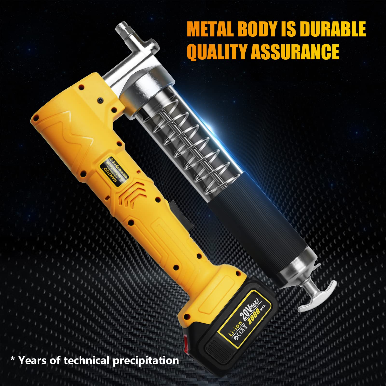20V Cordless Grease Gun 10000 PSI with 2 Batteries - for Automotive & Industrial Maintenance