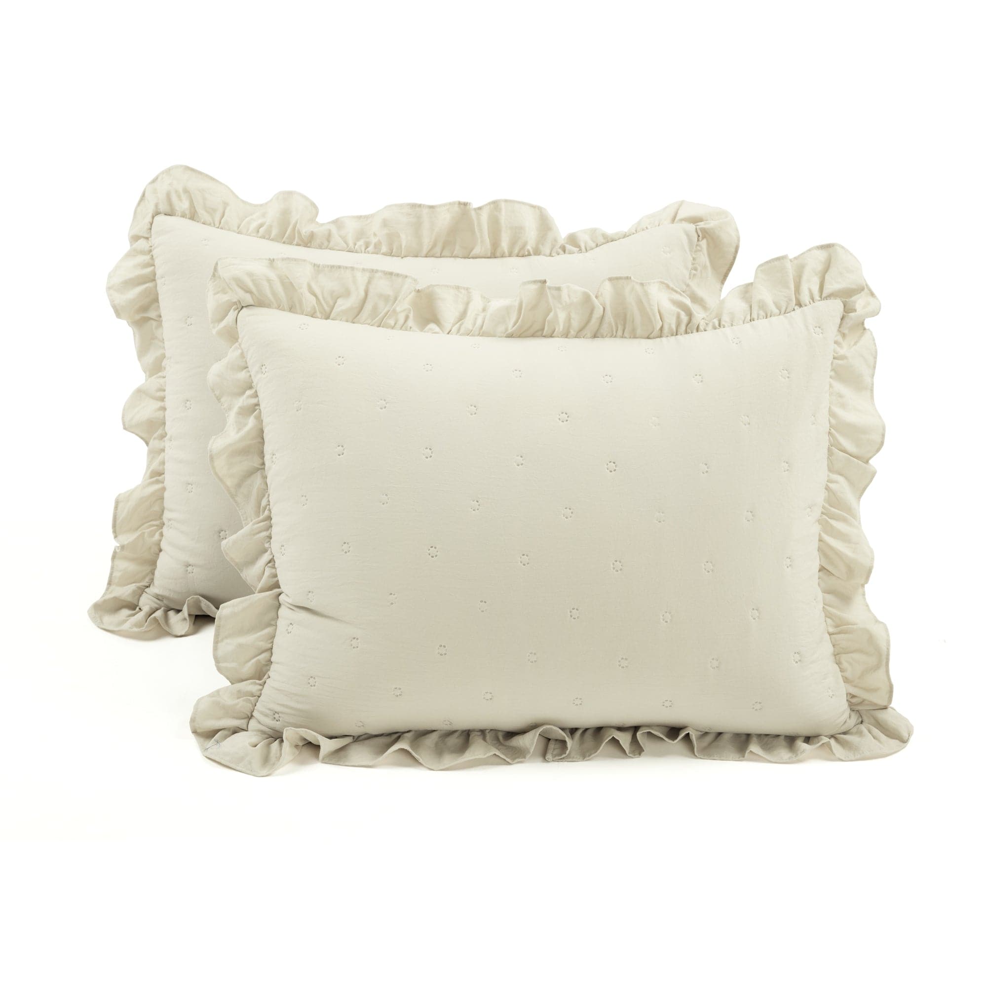 Reyna Ruffle Reversible Oversized 3-Piece Quilt Set - King/Queen Size Bedding with Matching Pillow Shams - Perfect for Master Bedroom, Guest Room & Cozy Farmhouse Decor