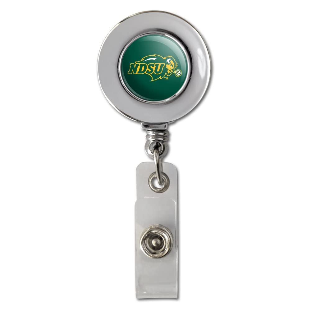 North Dakota State University Retractable Badge Reel - Chrome ID Card Holder Clip for Work, School, and Campus Security Access