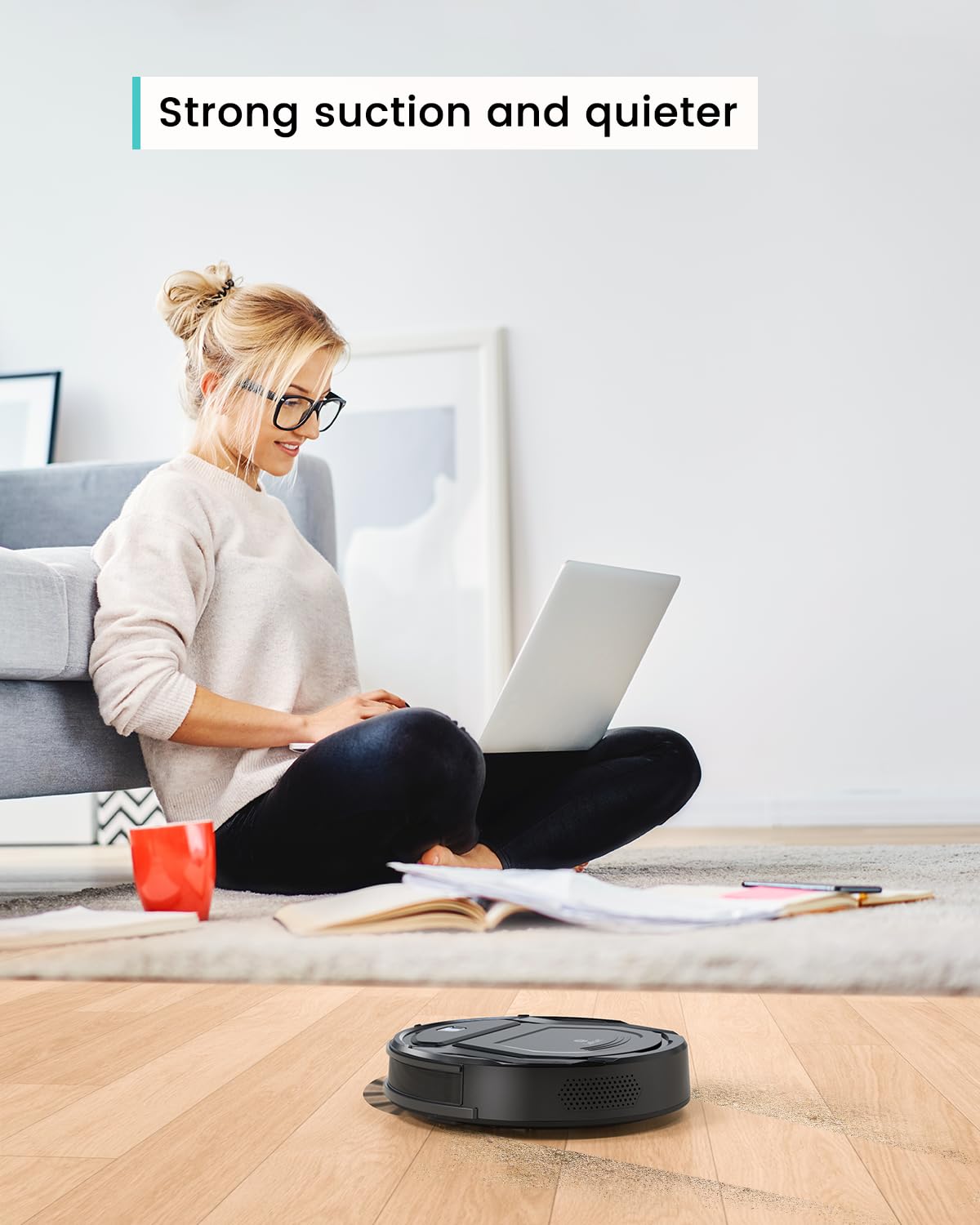 Lefant M210B 2-in-1 Robot Vacuum and Mop with WiFi/Alexa App Control, 2000Pa Strong Suction, Self-Charging, Tangle-Free, Slim Design for Hard Floors, Pet Hair & Carpets - Perfect for Smart Homes & Pet Owners