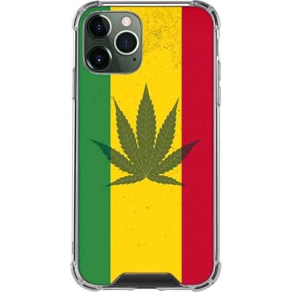 Premium Clear Phone Case for iPhone 11 Pro Max - Durable Marijuana Rasta Flag Design | Slim Protective Cover with Scratch Resistance | Perfect for Music Festivals, Beach Days & 420 Celebrations
