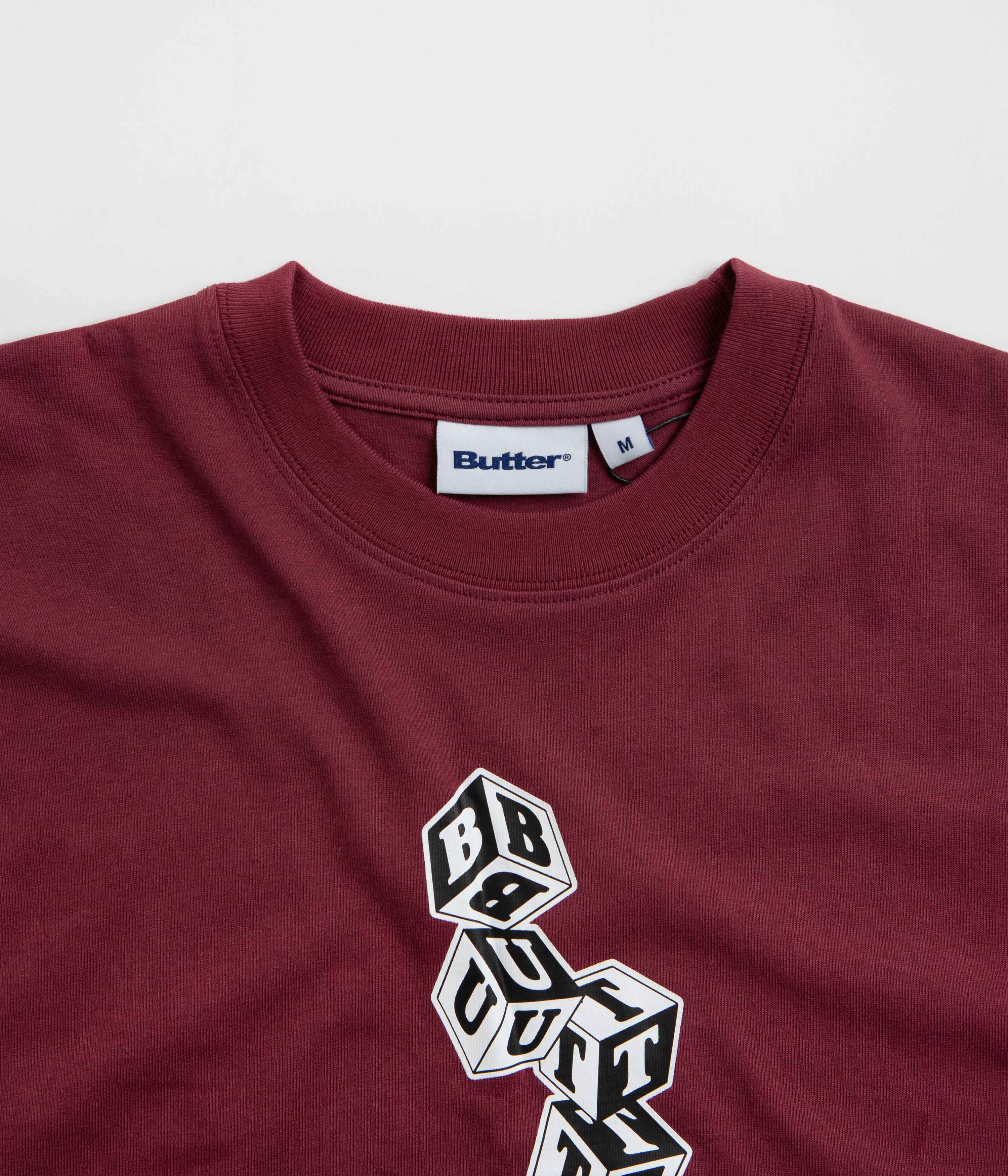 Butter Goods Cubes Graphic T-Shirt for Men & Women - Soft Cotton Burgundy Tee - Casual Streetwear for Everyday Wear & Urban Fashion