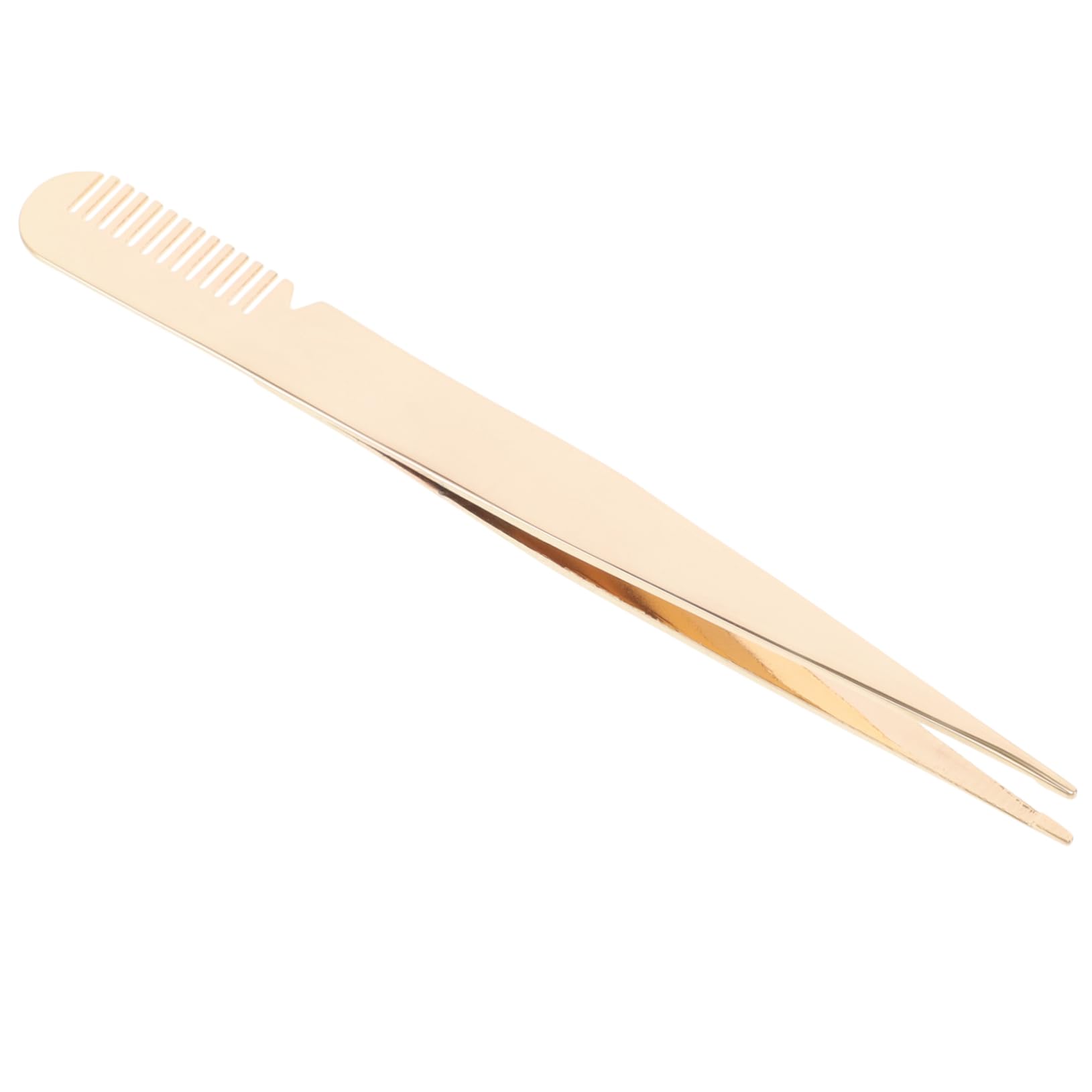Professional Eyelash Extension Tweezers with Comb - Golden Stainless Steel Lash Clamp & Eyebrow Tweezers for Women - Perfect for Salon, DIY Lash Extensions & Home Beauty Care