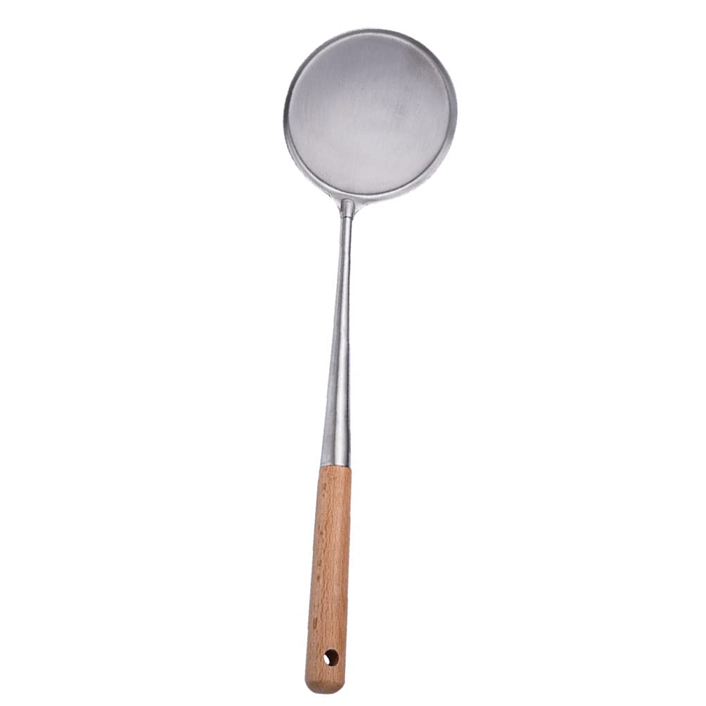 Hemoton 1-Piece Flat Frying Spoon with Long Handle - Stainless Steel Rice Crust & Cooking Oil Spoon - Perfect for Stir-Fry, Sauteing, Pancakes & Deep Frying - Ideal Kitchen Tool for Asian Cuisine & Home Cooking
