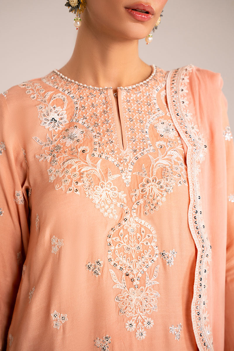 Elegant Muted Clay 3-Piece Outfit Set (Shirt, Trousers & Dupatta) for Women - Boho Chic Ethnic Wear Perfect for Weddings, Parties & Special Occasions