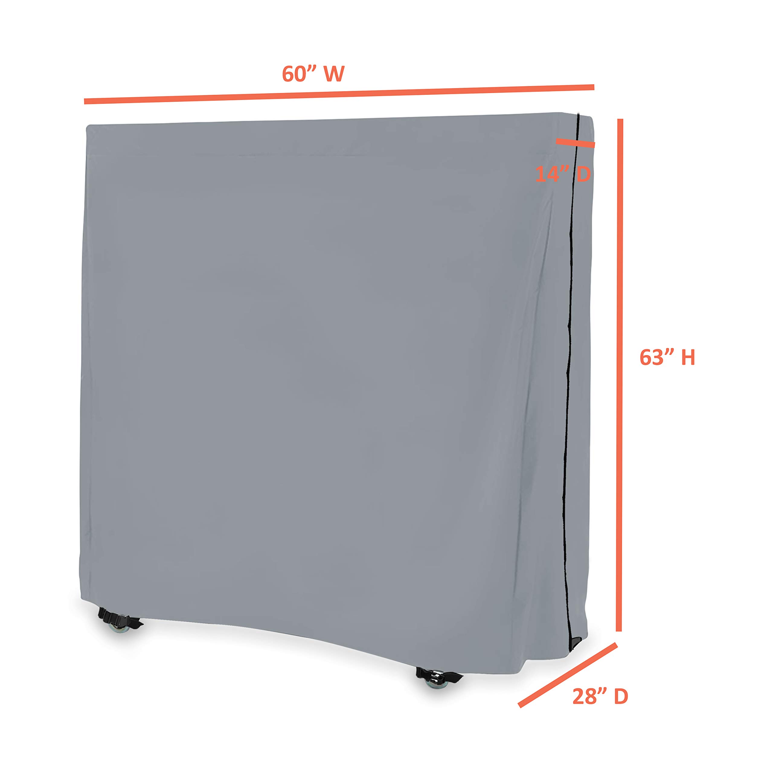 Premium Waterproof & UV Resistant Ping Pong Table Cover - Heavy Duty 18oz PVC Fabric with Air Pockets & Drawstring for Indoor/Outdoor Table Tennis Protection (Gray) - Perfect for Backyard, Garage, or Club Use