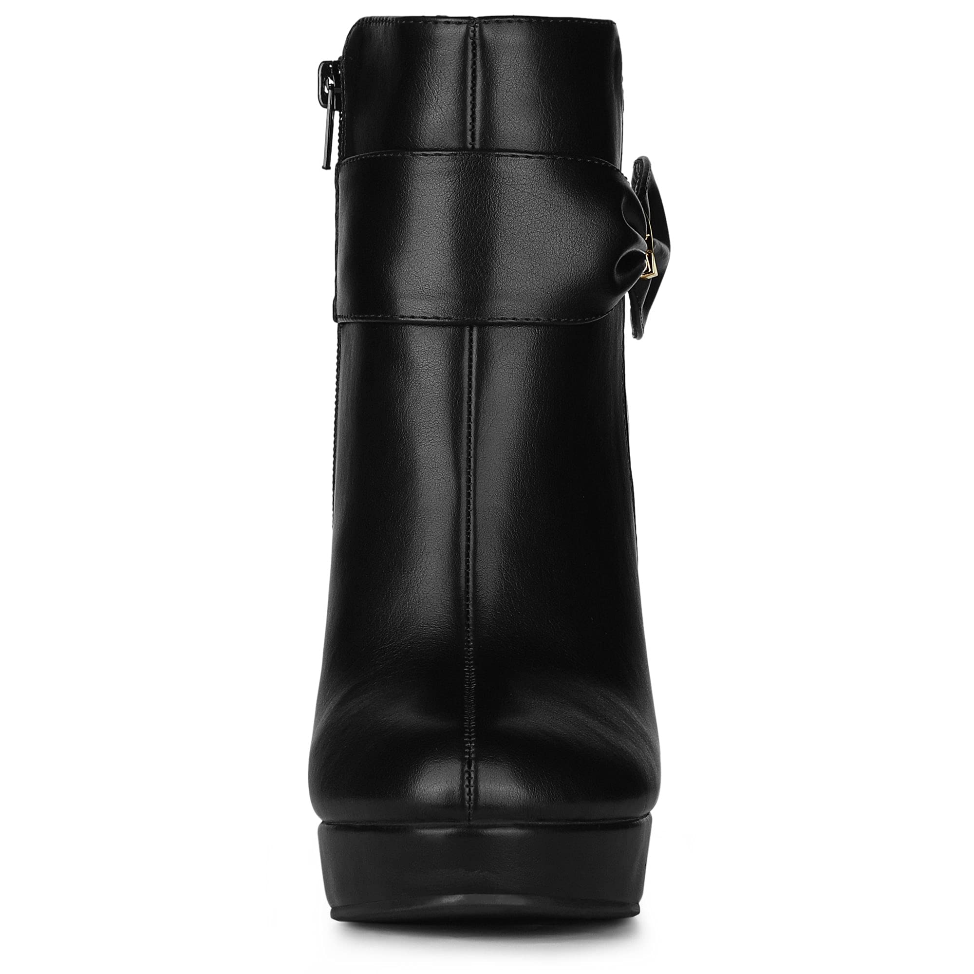 Allegra K Women's Chunky High Heel Platform Ankle Boots with Bow Decor - Stylish Winter Fashion for Parties, Dating & Office Wear
