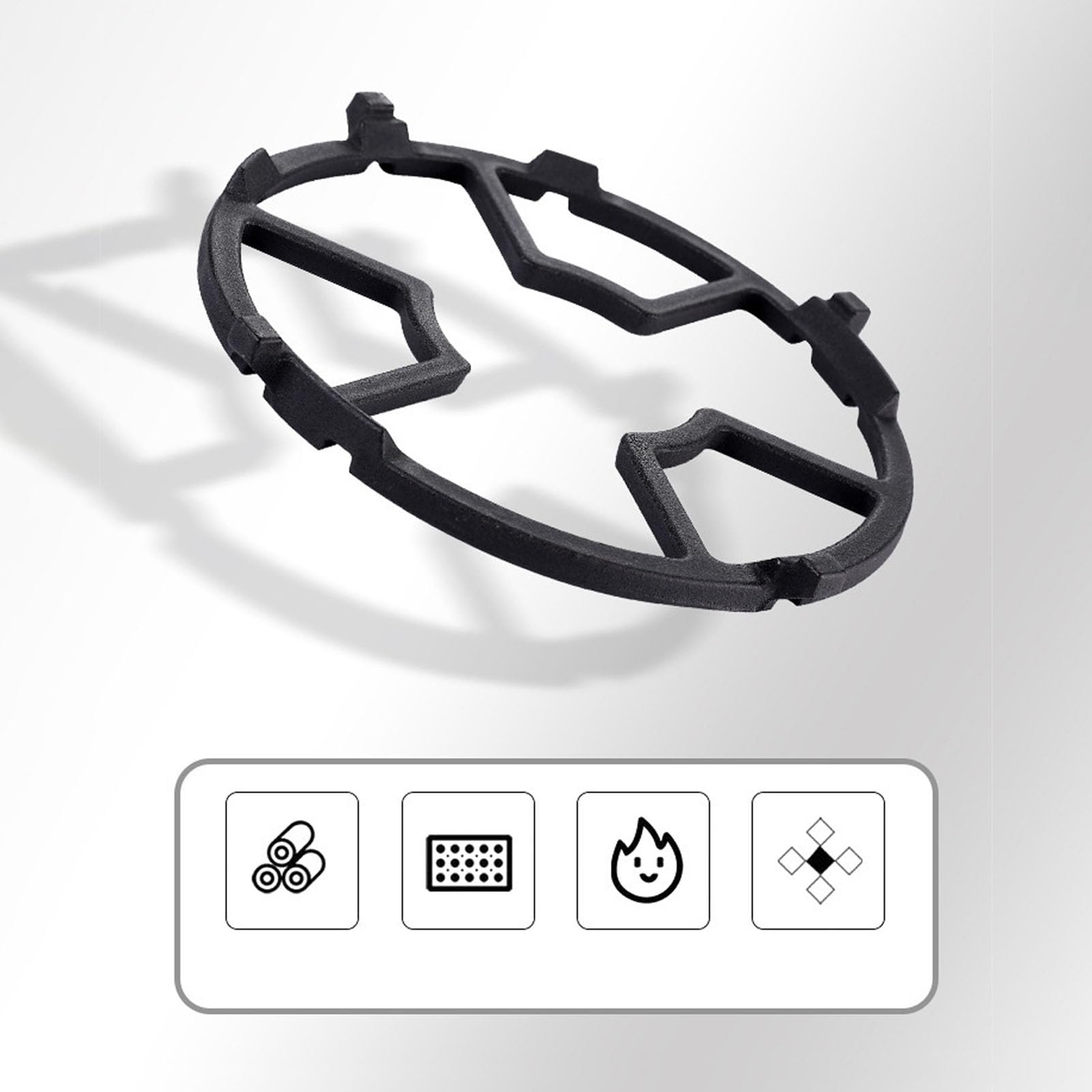 Cast Iron Wok Ring Support for Gas Stoves - Non-Slip Stable Base Fits 4 or 5 Burner Gas Cooktops - Perfect for Stir-Frying, Deep Frying & Asian Cooking