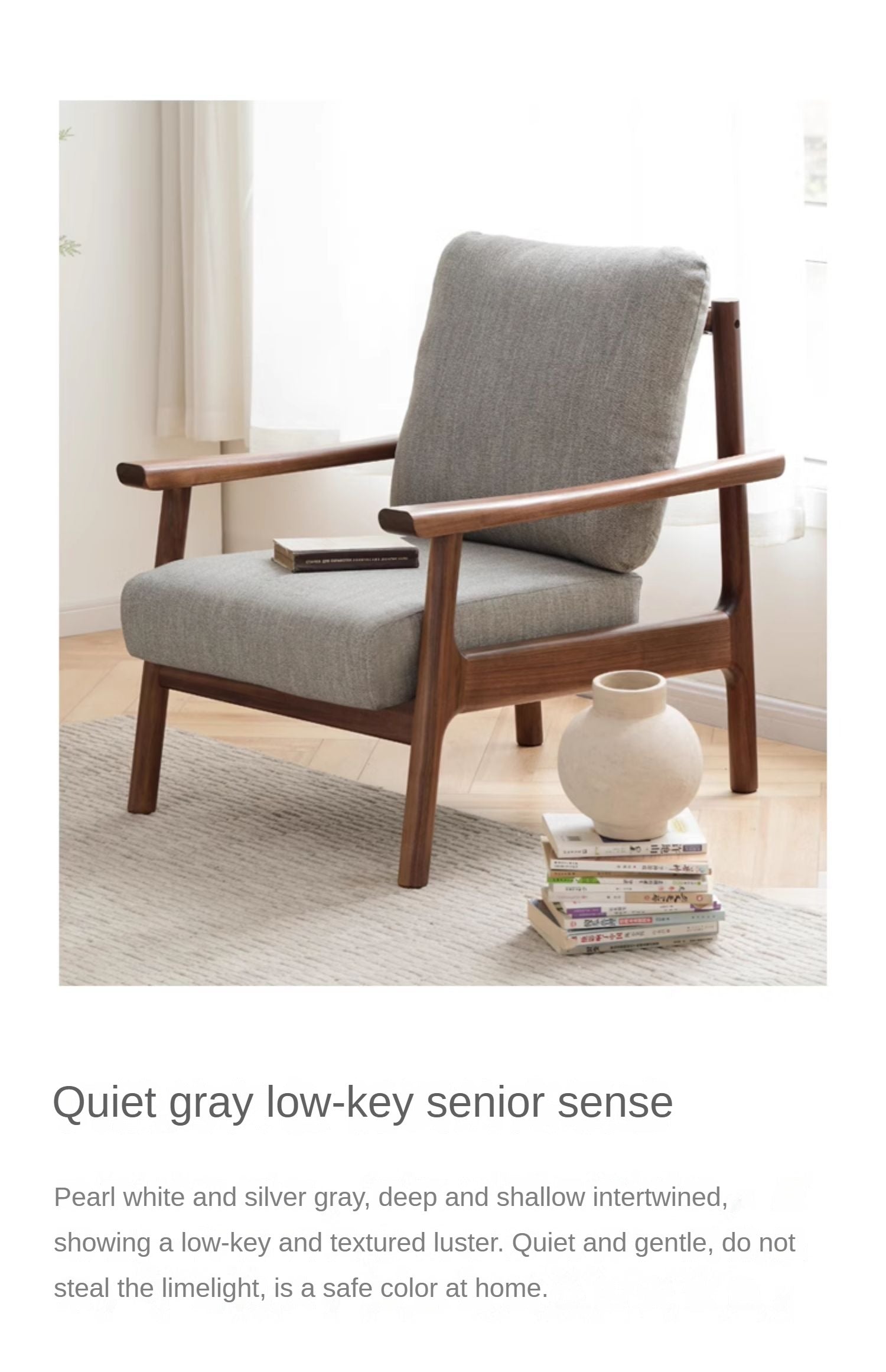 Handcrafted Black Walnut Solid Wood Single Sofa Chair - Modern Accent Chair for Living Room, Bedroom & Office - Perfect for Reading Nook, Lounge Area or Home Decor