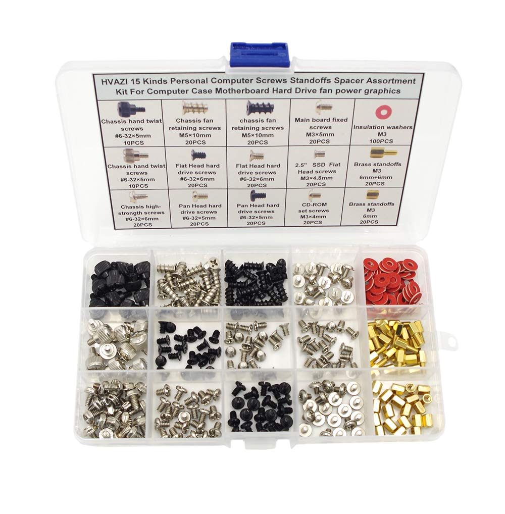 15-Piece PC Screw & Standoff Assortment Kit - Motherboard, Hard Drive, Fan & GPU Mounting Hardware | Computer Case Repair & DIY Build Accessories