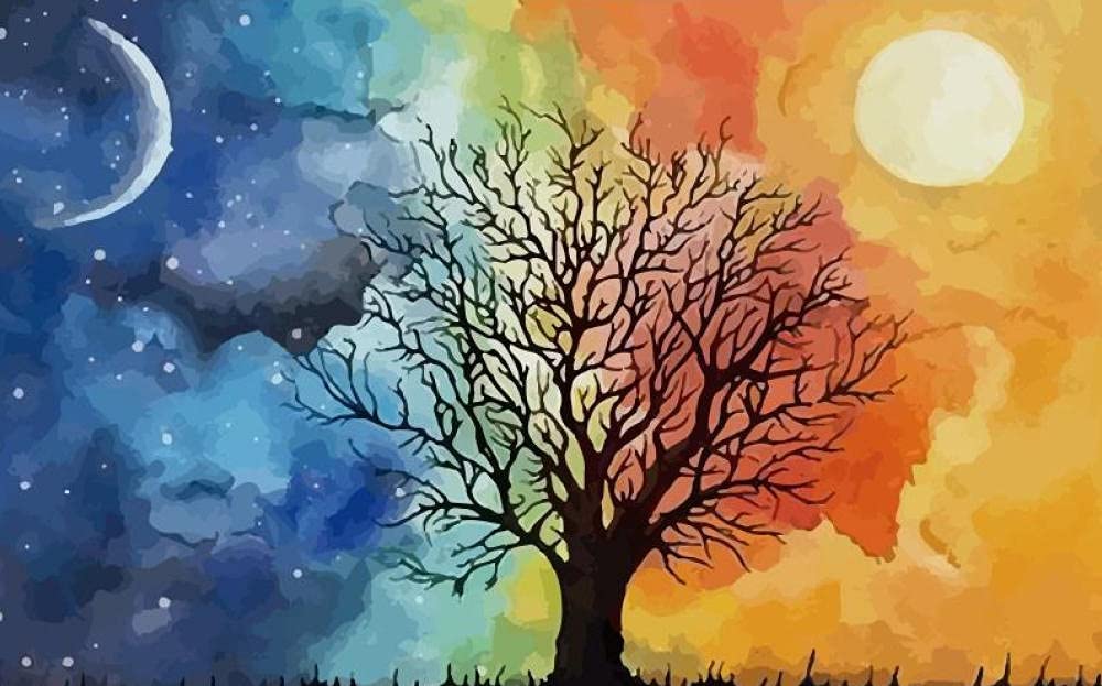 6000-Piece Adult Puzzle - Day and Night Tree Landscape Jigsaw for Family Game Night, Stress Relief & Home Decor
