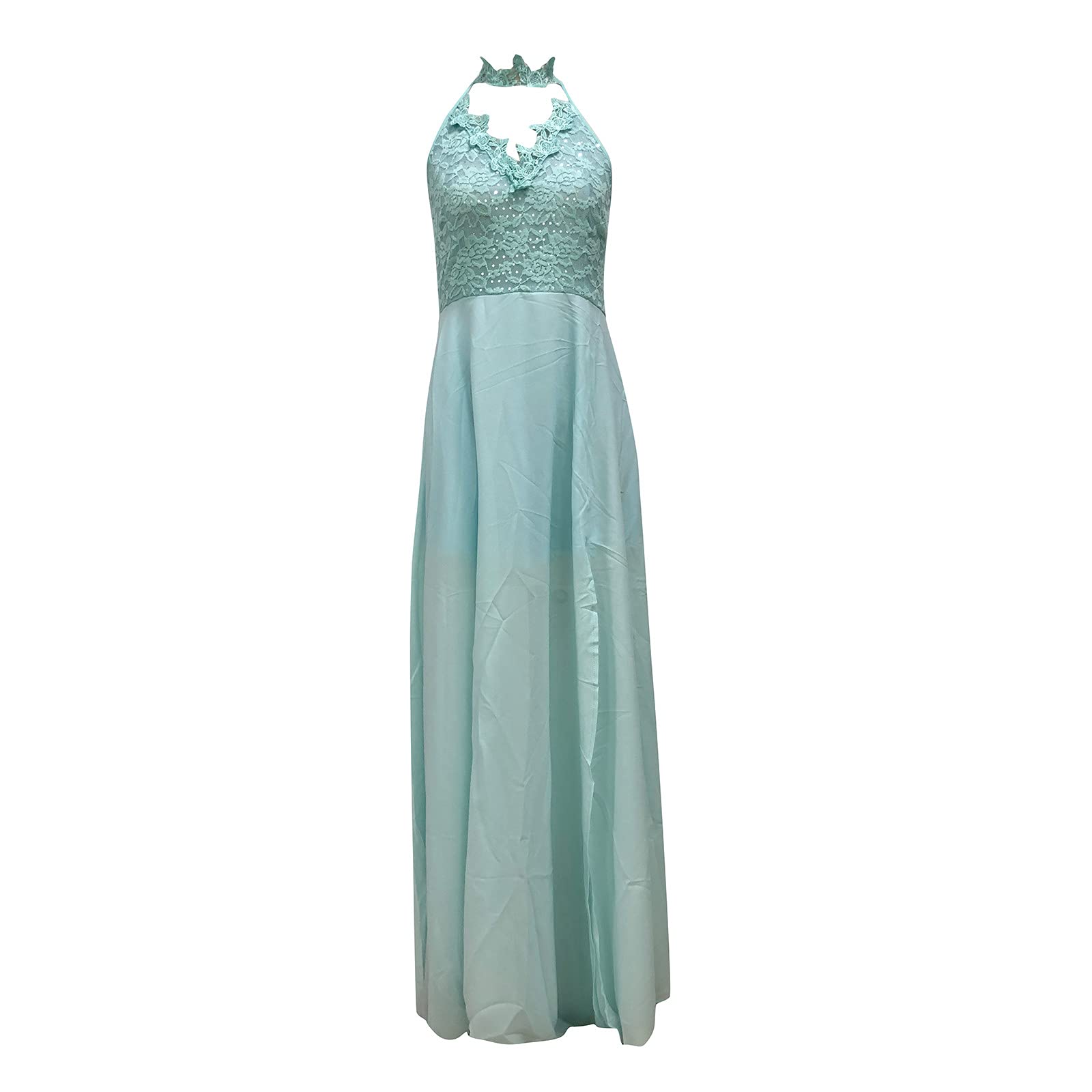 Elegant Chiffon Evening Dress for Women with Lace Split Skirt - Feminine Party Gown for Date Night, Prom & Special Occasions