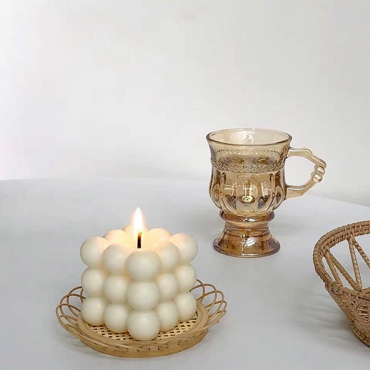 2 Pack White Cube Bubble Aromatherapy Candles - Home Decor Scented Candles for Relaxation, Meditation & Spa