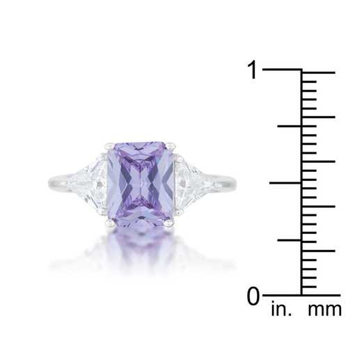 Elegant Classic Lavender White Gold Rhodium Plated Engagement Ring for Women - Perfect for Proposals, Anniversaries & Wedding Bands