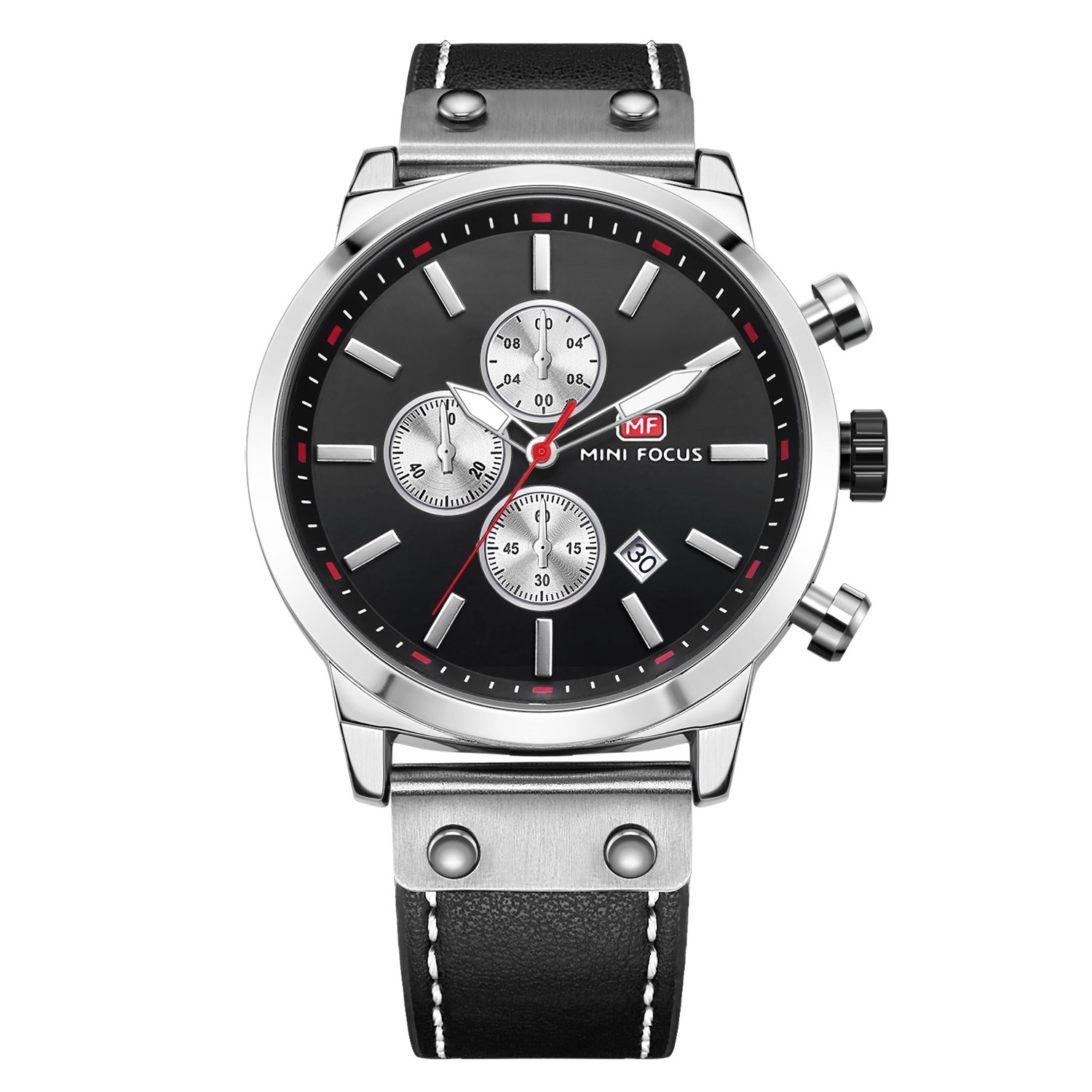 Men's Luxury Leather Strap Watch - Analog Quartz Chronograph, Waterproof, Business & Dress Style - Perfect for Office, Formal Events & Everyday Wear
