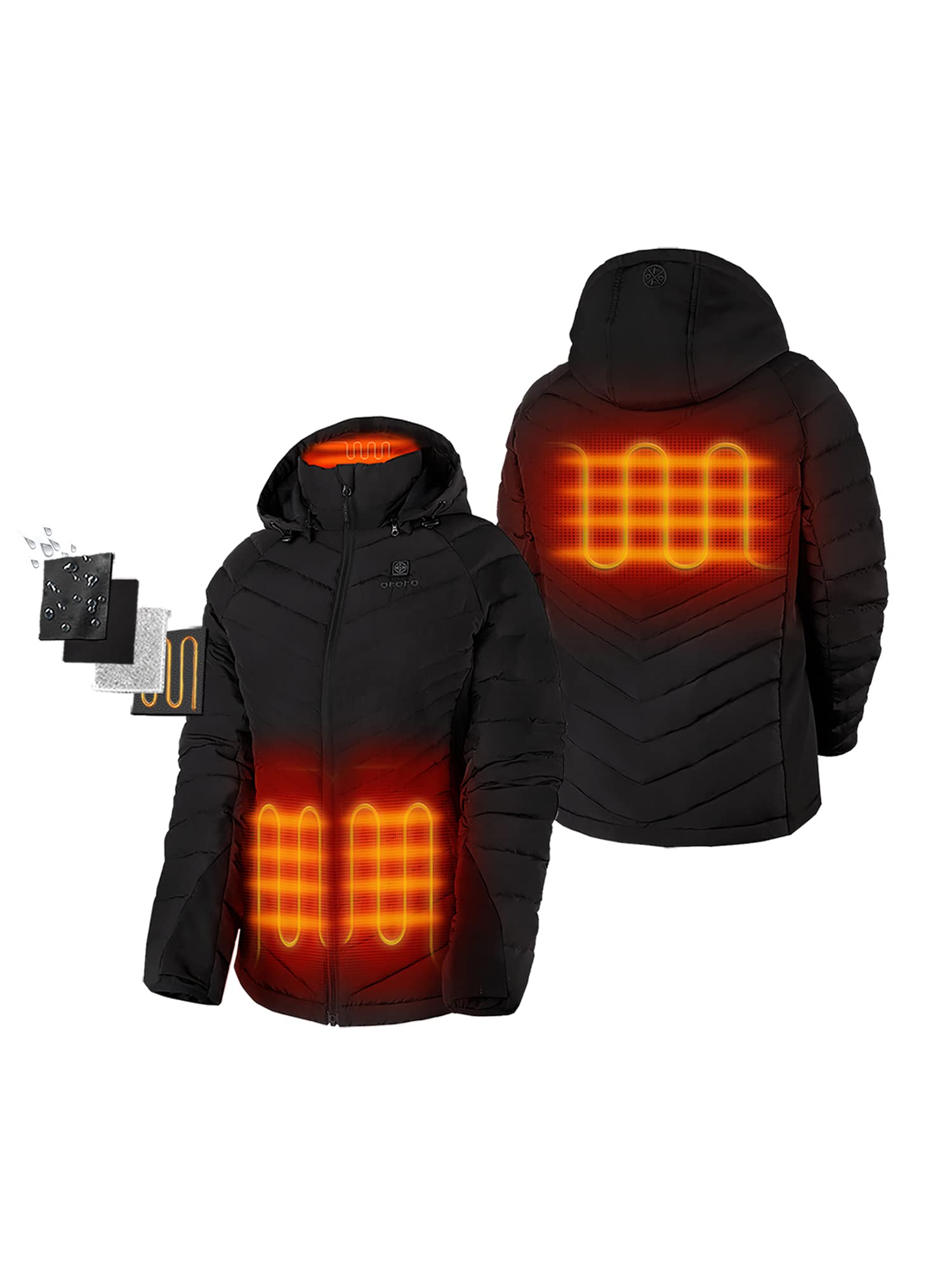 ORORO Women's 800-Fill Power Heated Down Jacket - Lightweight Winter Coat with Battery Pack (Charger Sold Separately) | Perfect for Skiing, Snowboarding & Outdoor Winter Activities