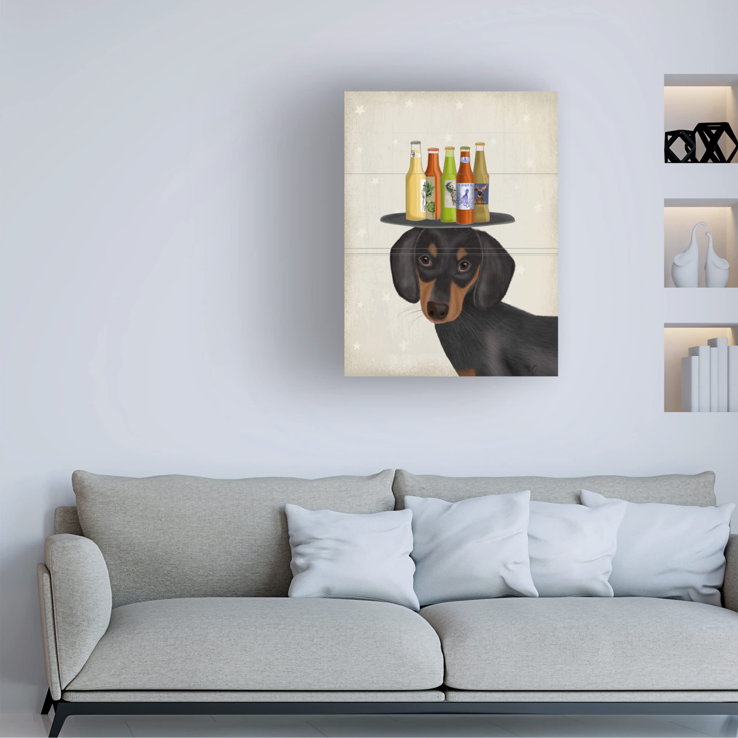 Trademark Fine Art 'Dachshund Beer Lover' Canvas Wall Art by Fab Funky - Perfect for Home Bar Decor, Man Cave, or Dog Lover Gifts
